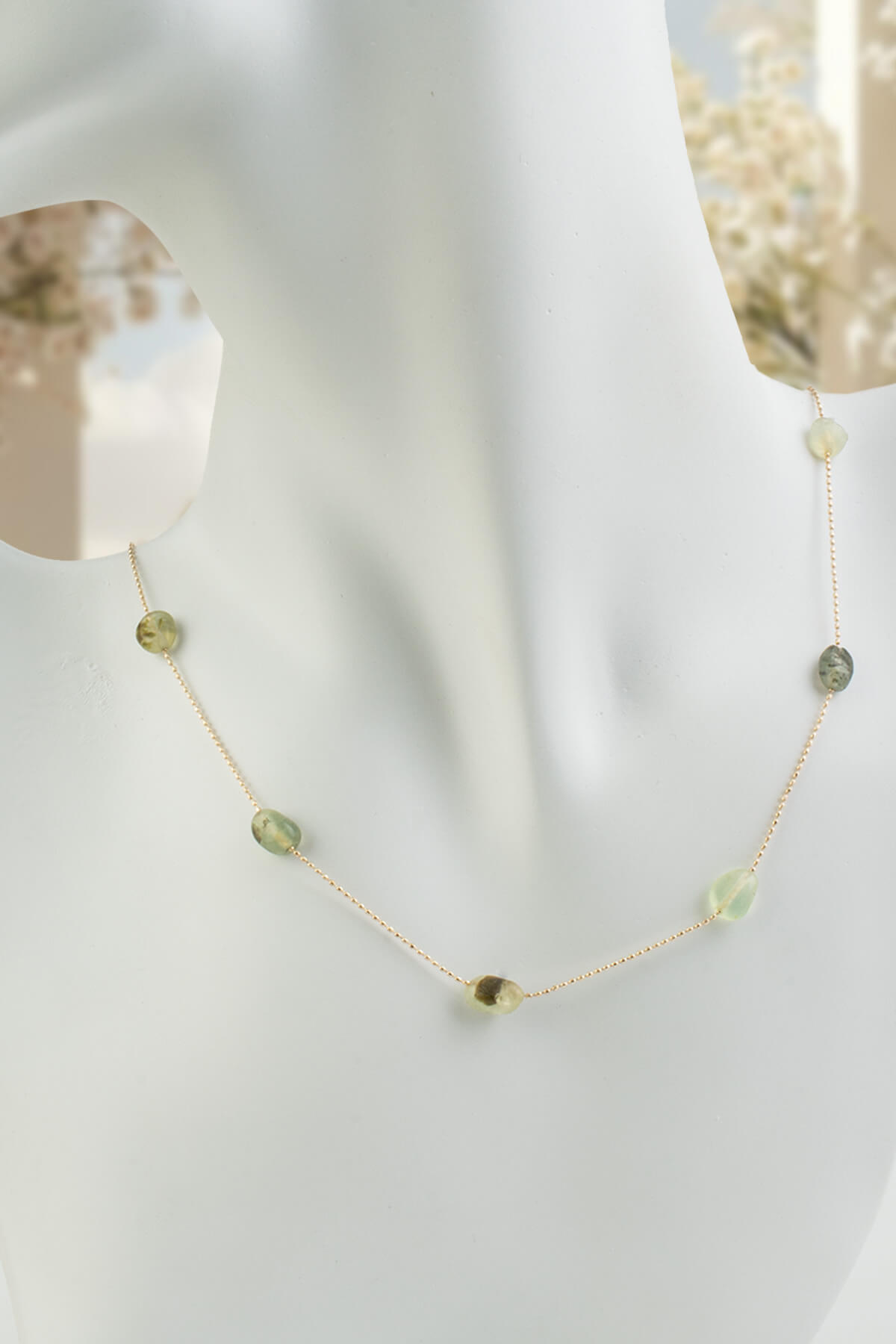 Prehnit Doğal Taş Tımbıl Kesim Taş Yapıştırma Kolye