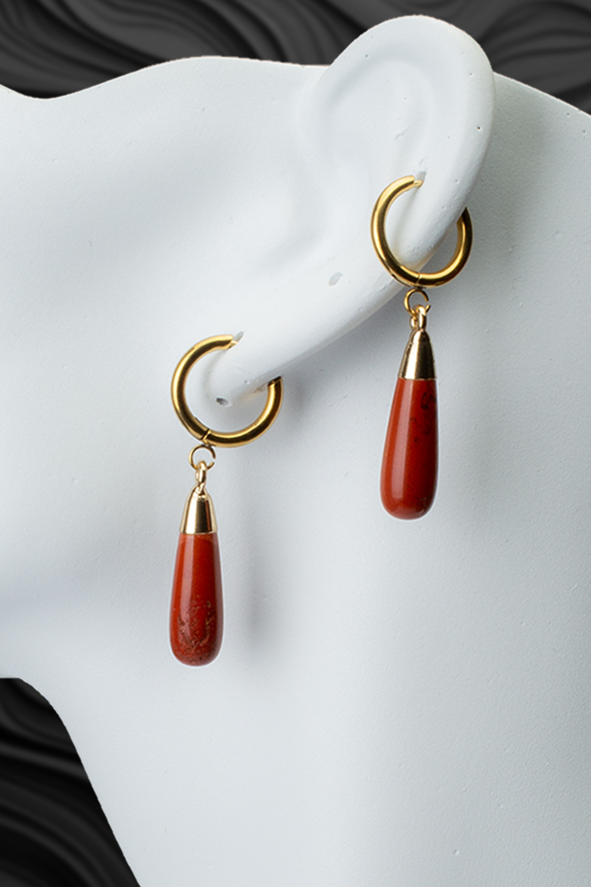 Red Jasper Doğal Taş Küpe