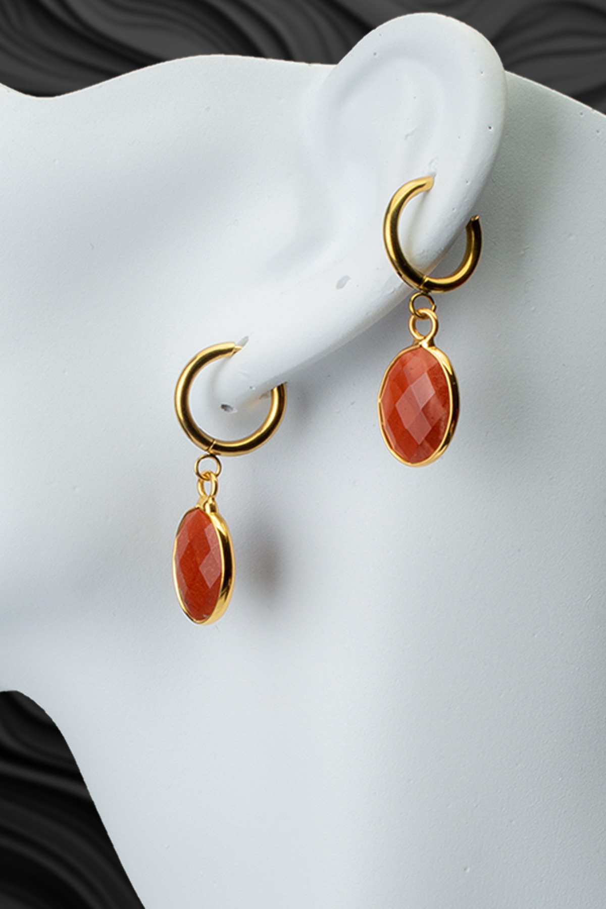 Red Jasper Doğal Taş Küpe