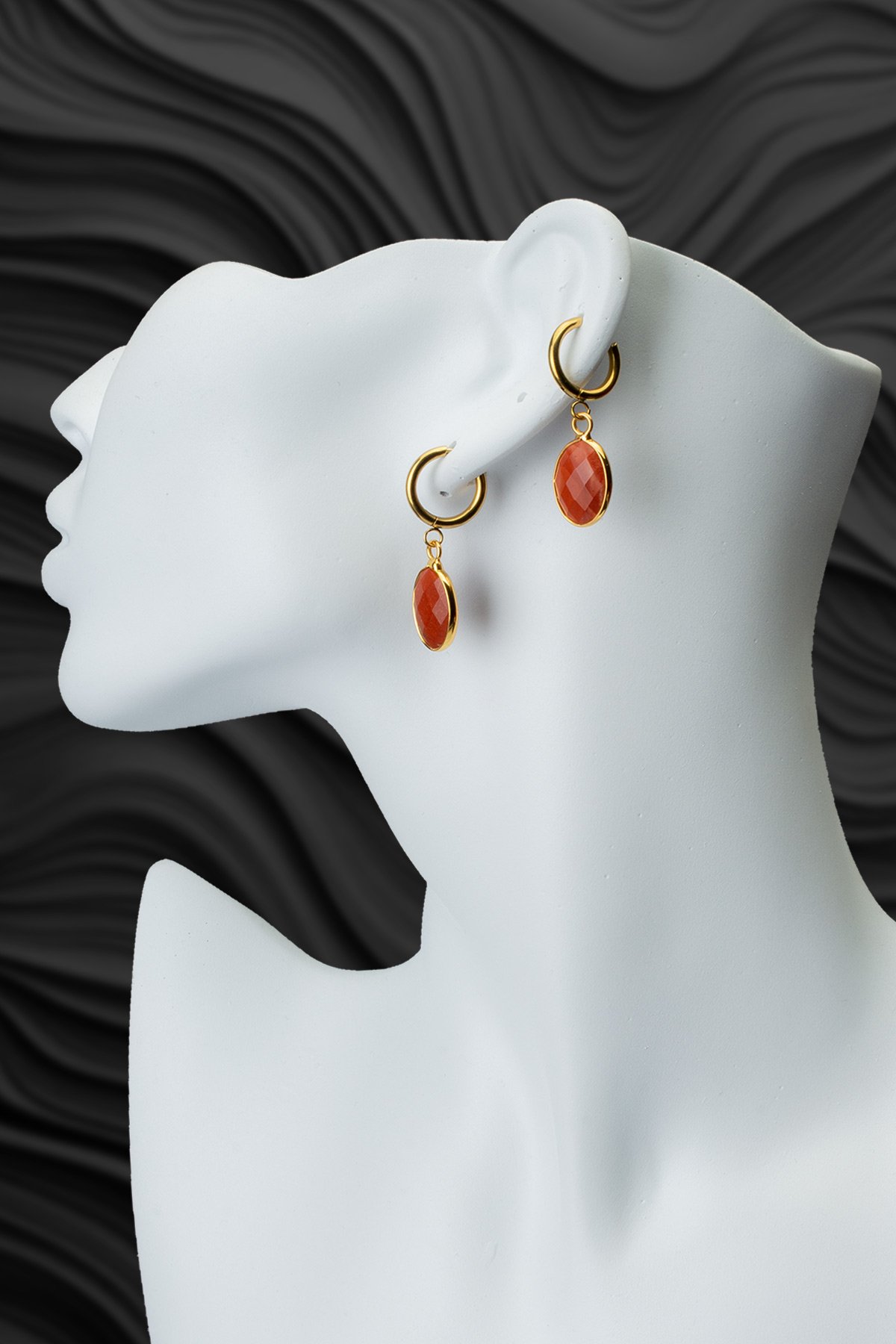 Red Jasper Doğal Taş Küpe