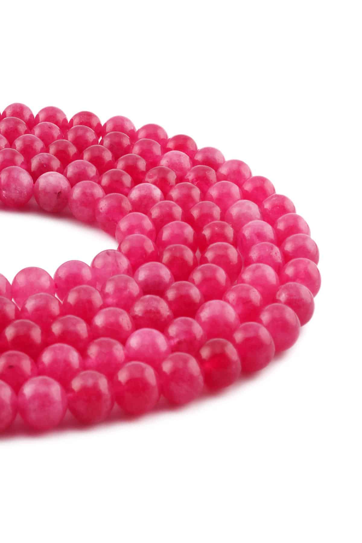 Rodokrozit Doğal Taş Parlak Fuşya Küre Kesim 8mm Dizi [B]