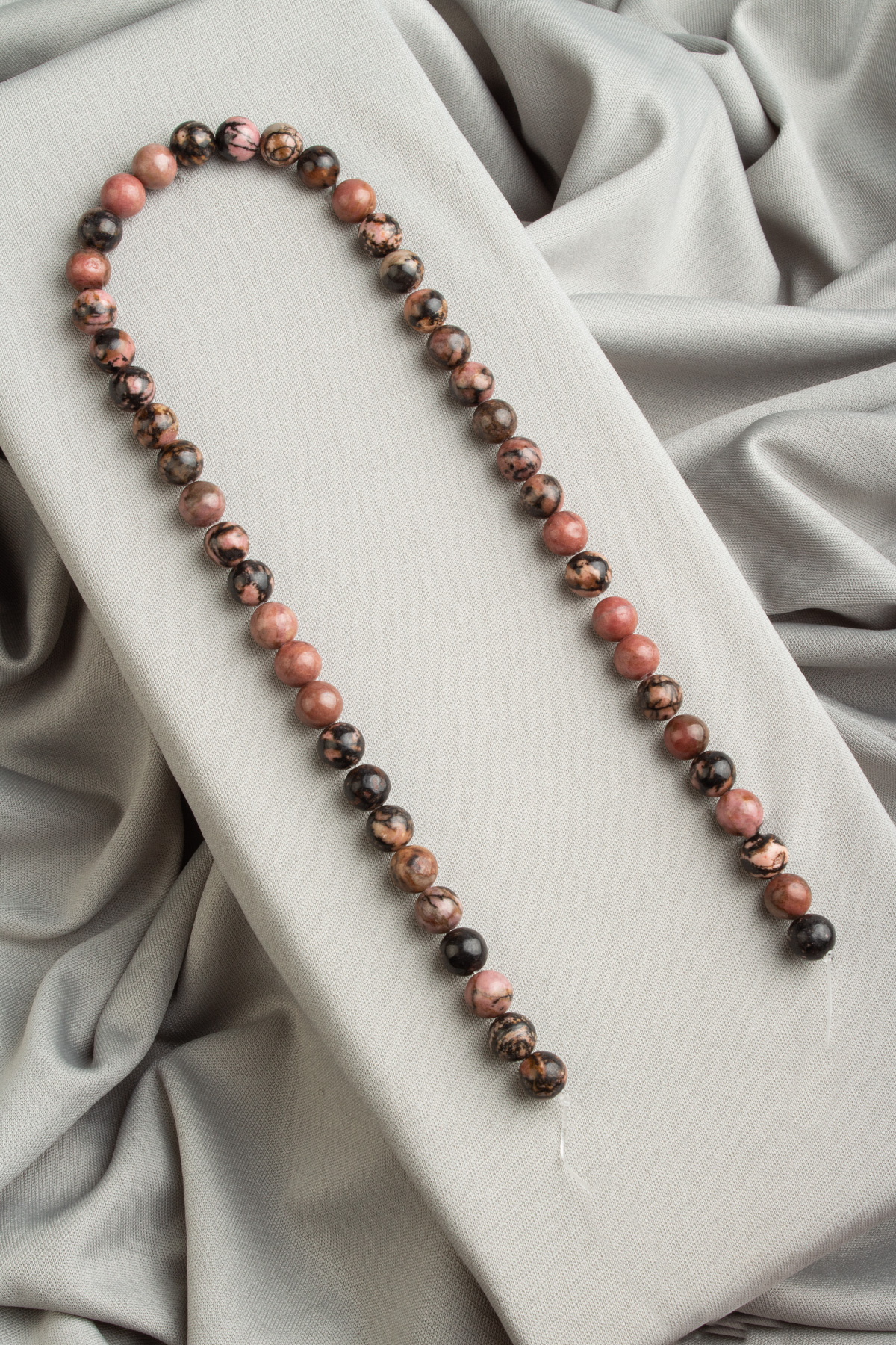 Rodonit Doğal Taş Parlak Pembe Damarlı Küre Kesim 8mm Dizi [AA]