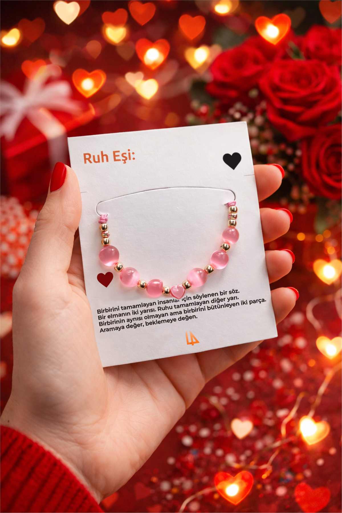 Ruh Eşi Minimal Pembe Boncuk Küre Kesim Bileklik - Çift & Sevgili Bilekliği