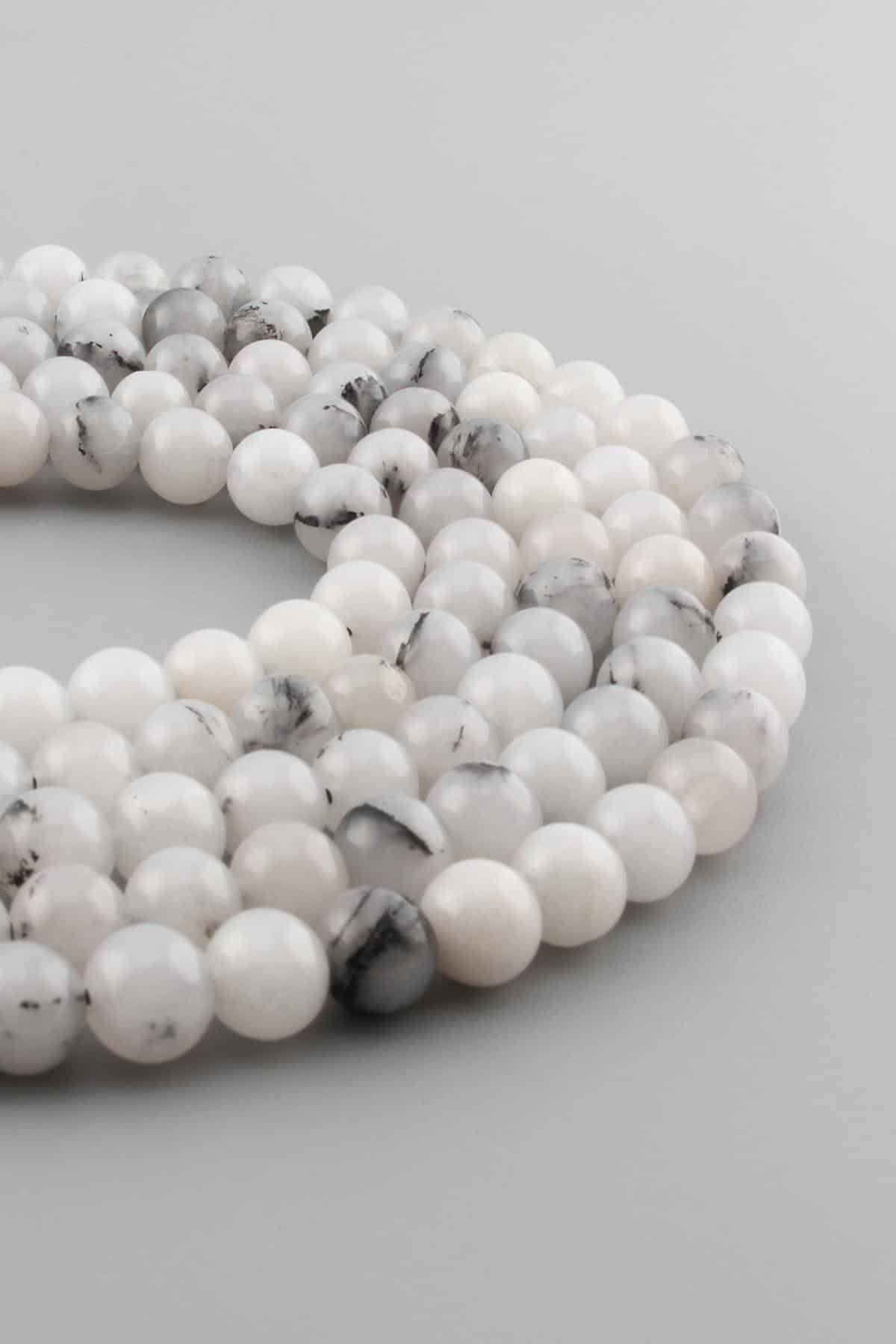 Rutil Kuvars Doğal Taş Parlak Küre Kesim 8mm Dizi [B]