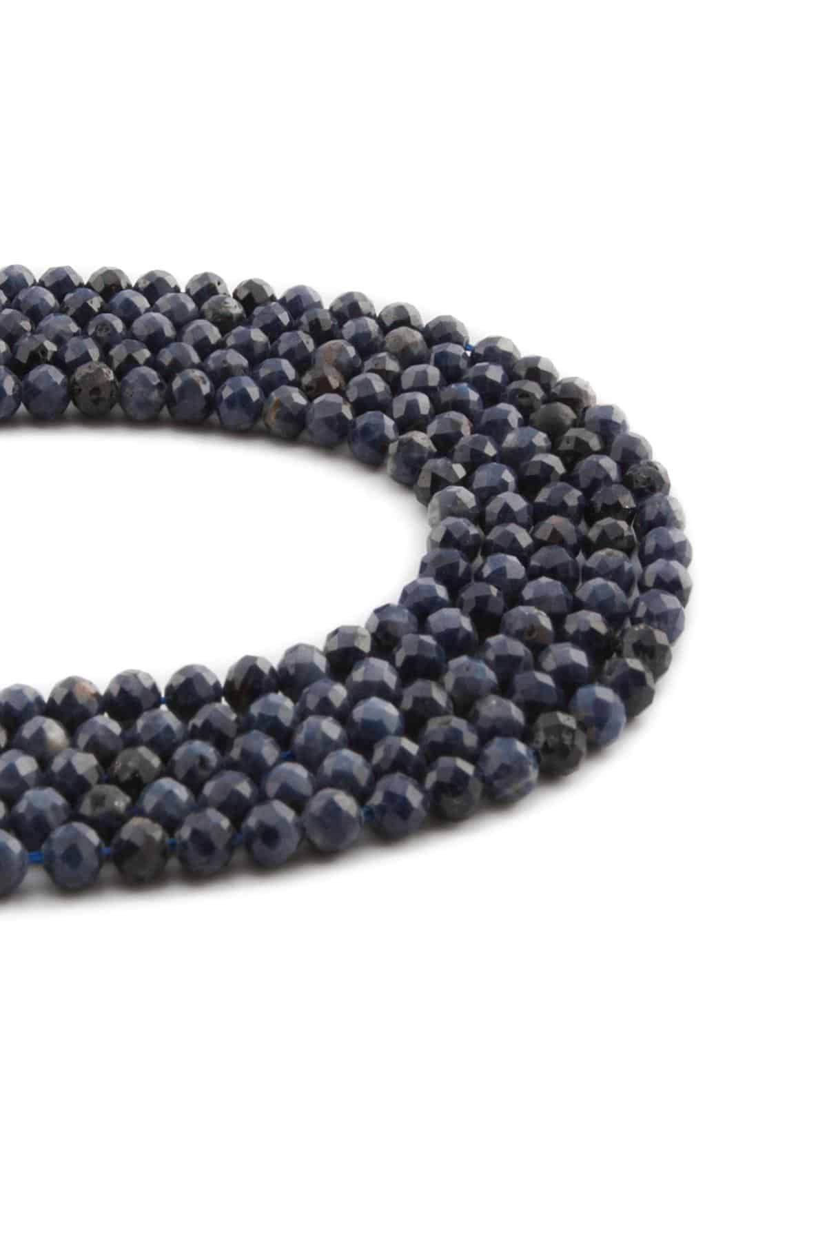 Mavi Safir Doğal Taş Parlak Küre Kristal Kesim 4mm Dizi [AA]