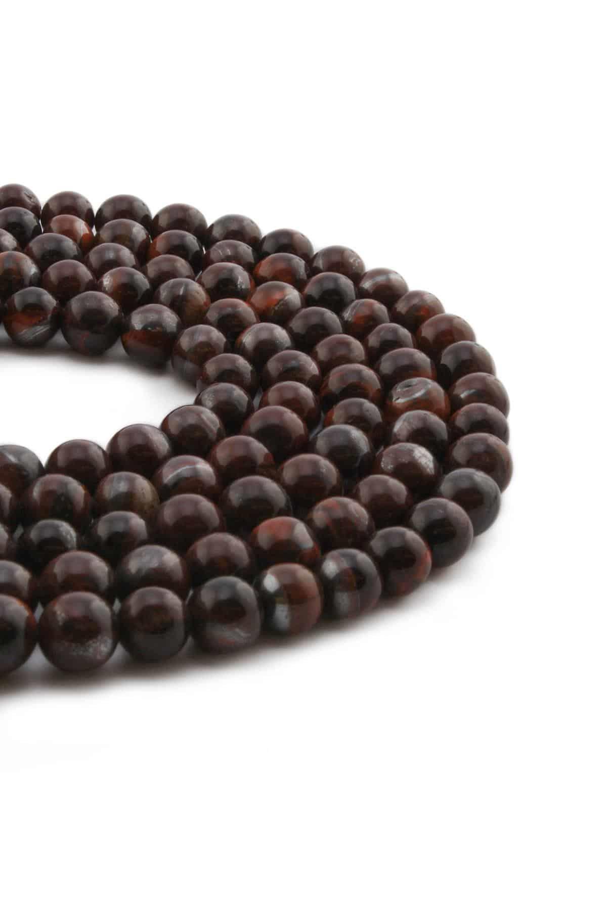 Şahingözü Doğal Taş Parlak Kırmızı Küre Kesim 8mm Dizi AB+