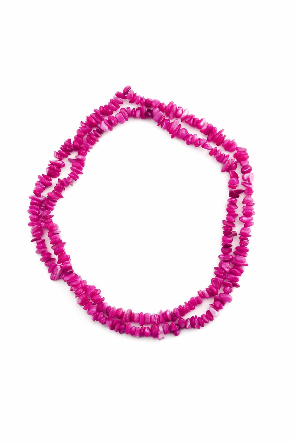 Sedef Doğal Kırık Taş Parlak Fuşya 5x8mm Dizi [AB+]