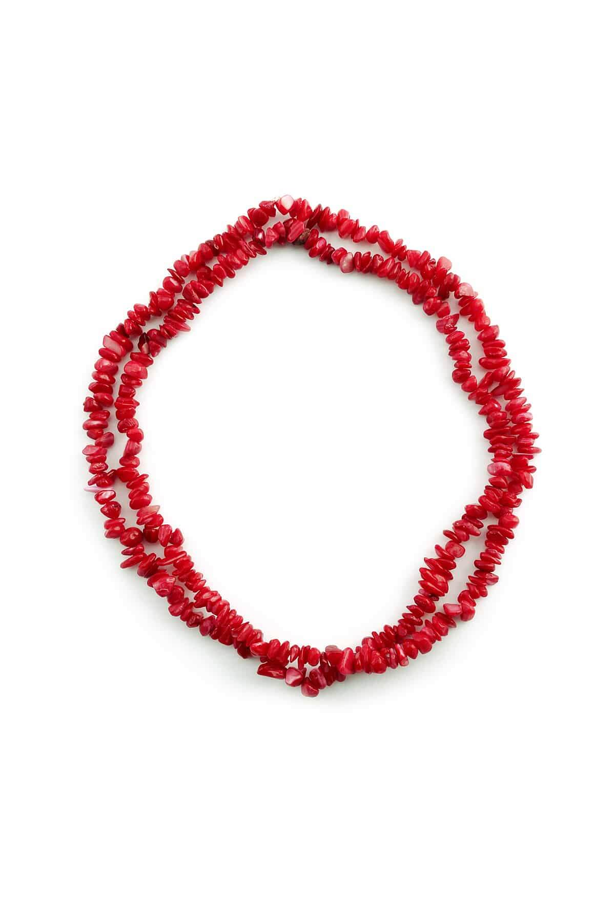 Sedef Doğal Kırık Taş Parlak Kırmızı Dizi [AB+]