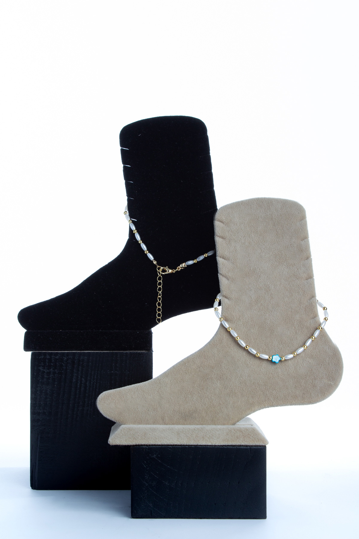 Sedef Doğal Taş Arpa Kesim Zincir Kapamalı Halhal