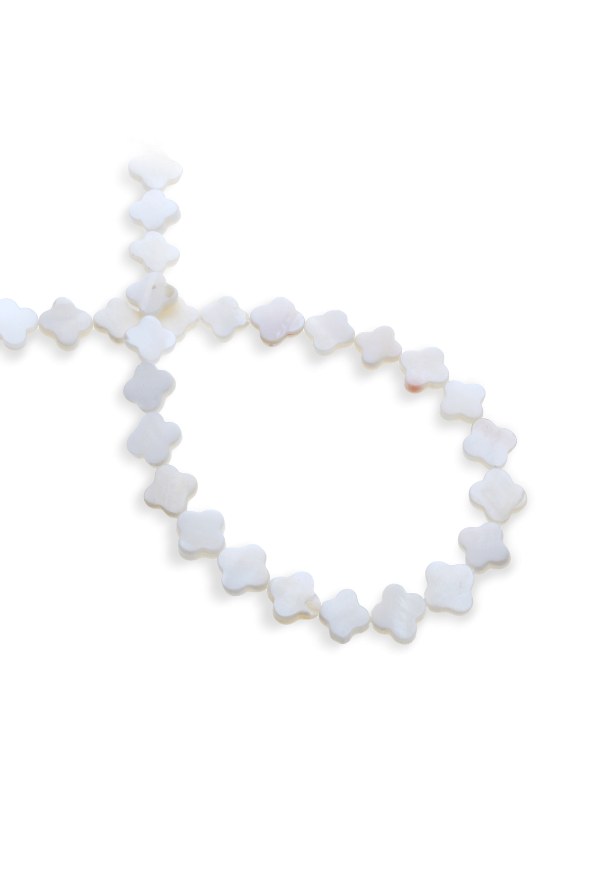 Sedef Taşı Parlak Beyaz Yonca Kesim 10mm Dizi [AB+]