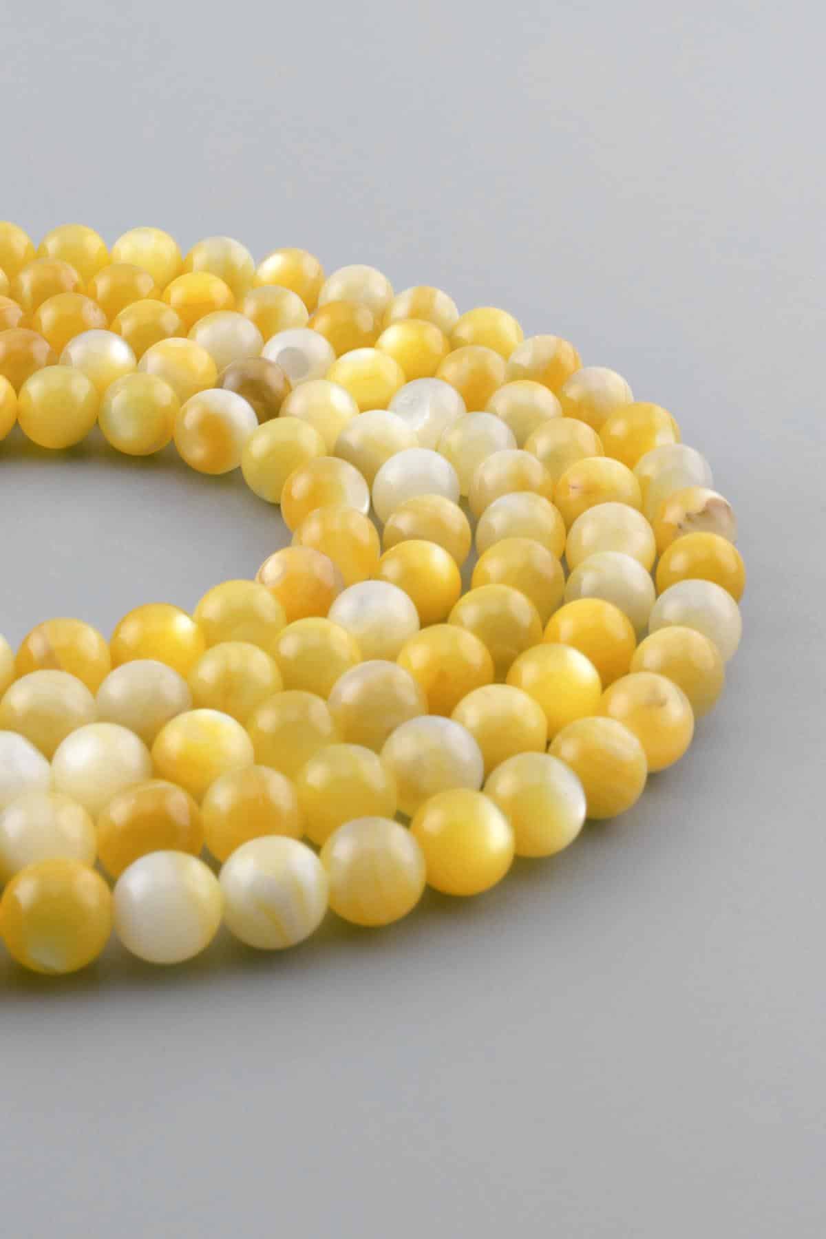Sedef Doğal Taş Parlak Sarı 8mm Dizi