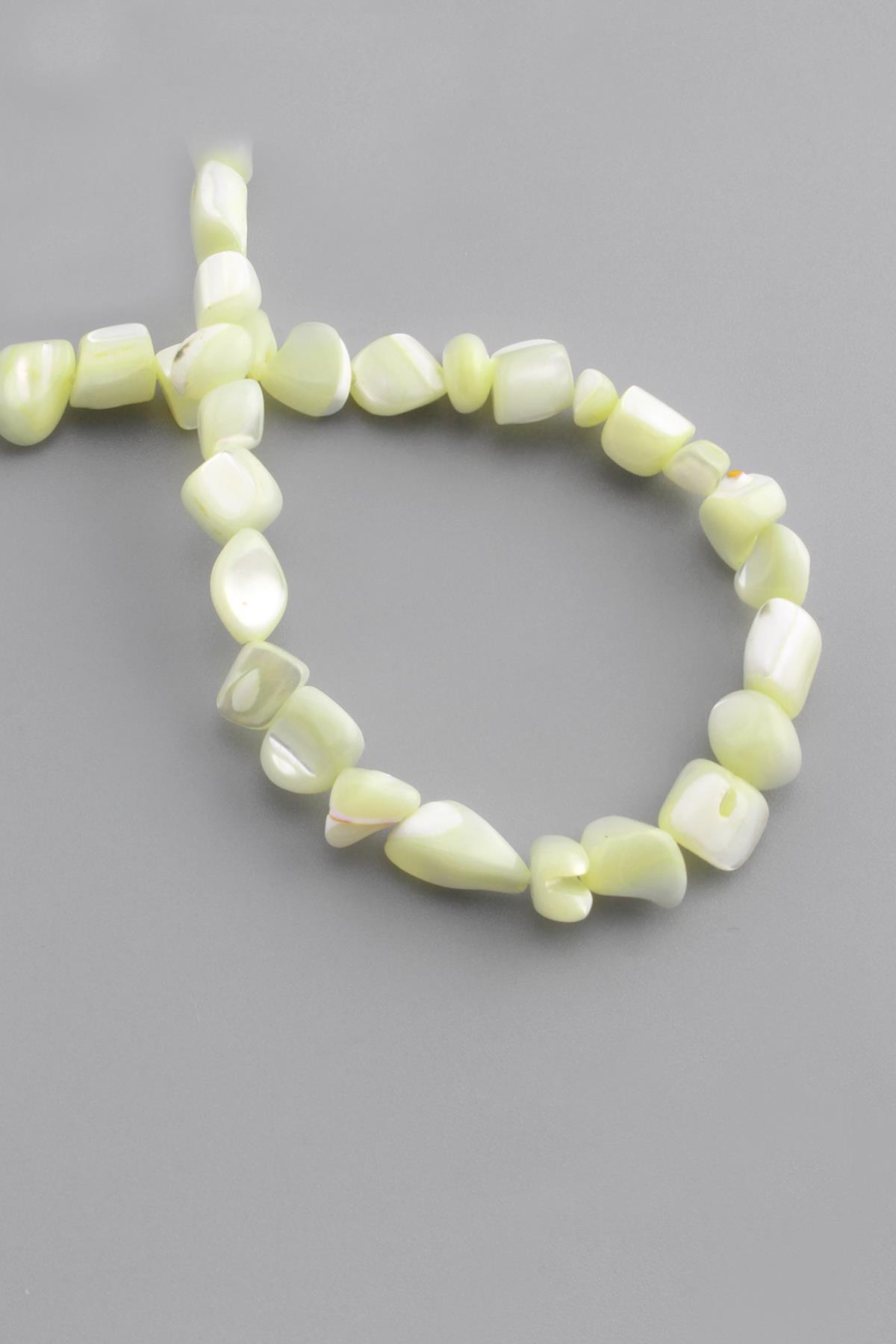 Sedef Doğal Taş Parlak Beyaz Amorf Kesim 8x5mm Dizi [AA]