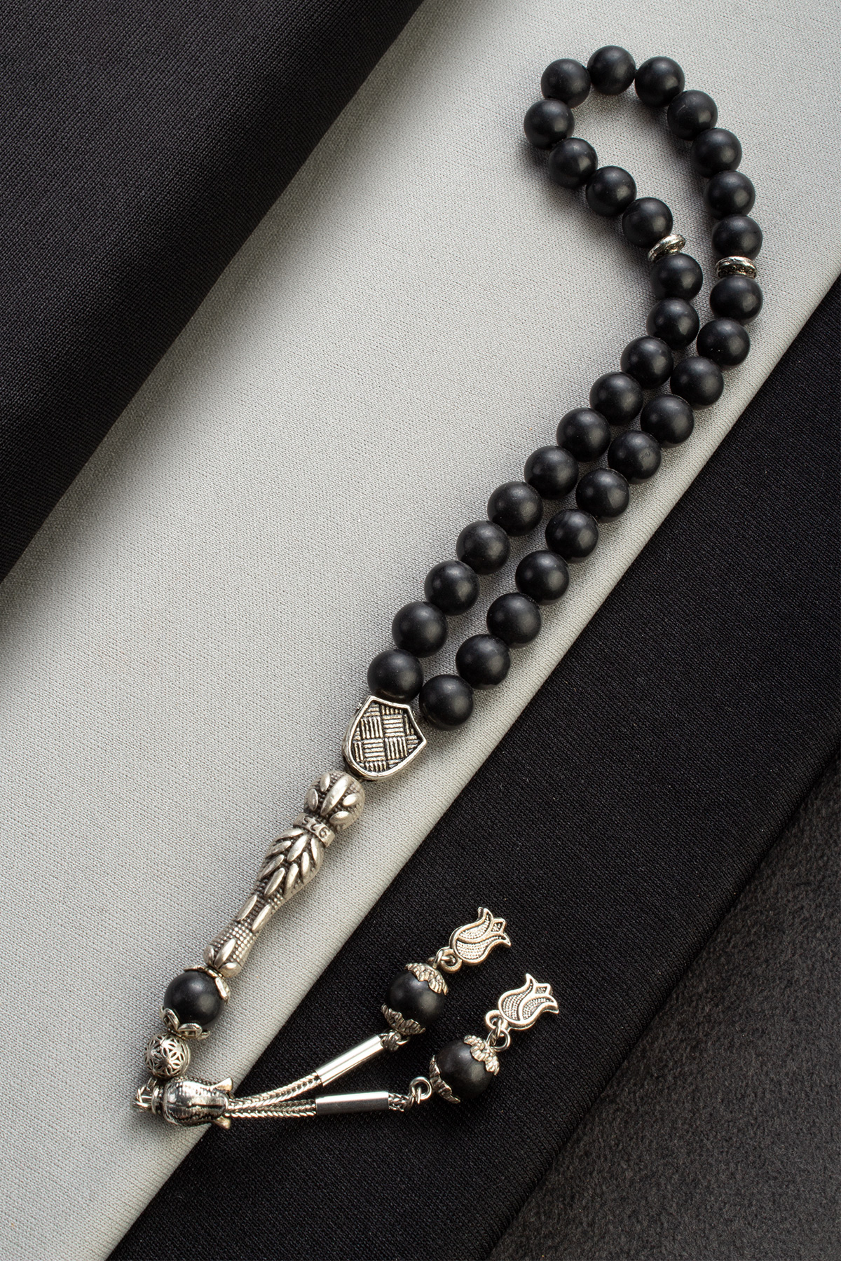 Shungit Doğal Taş Küre Kesim 33 lu 8mm Tesbih