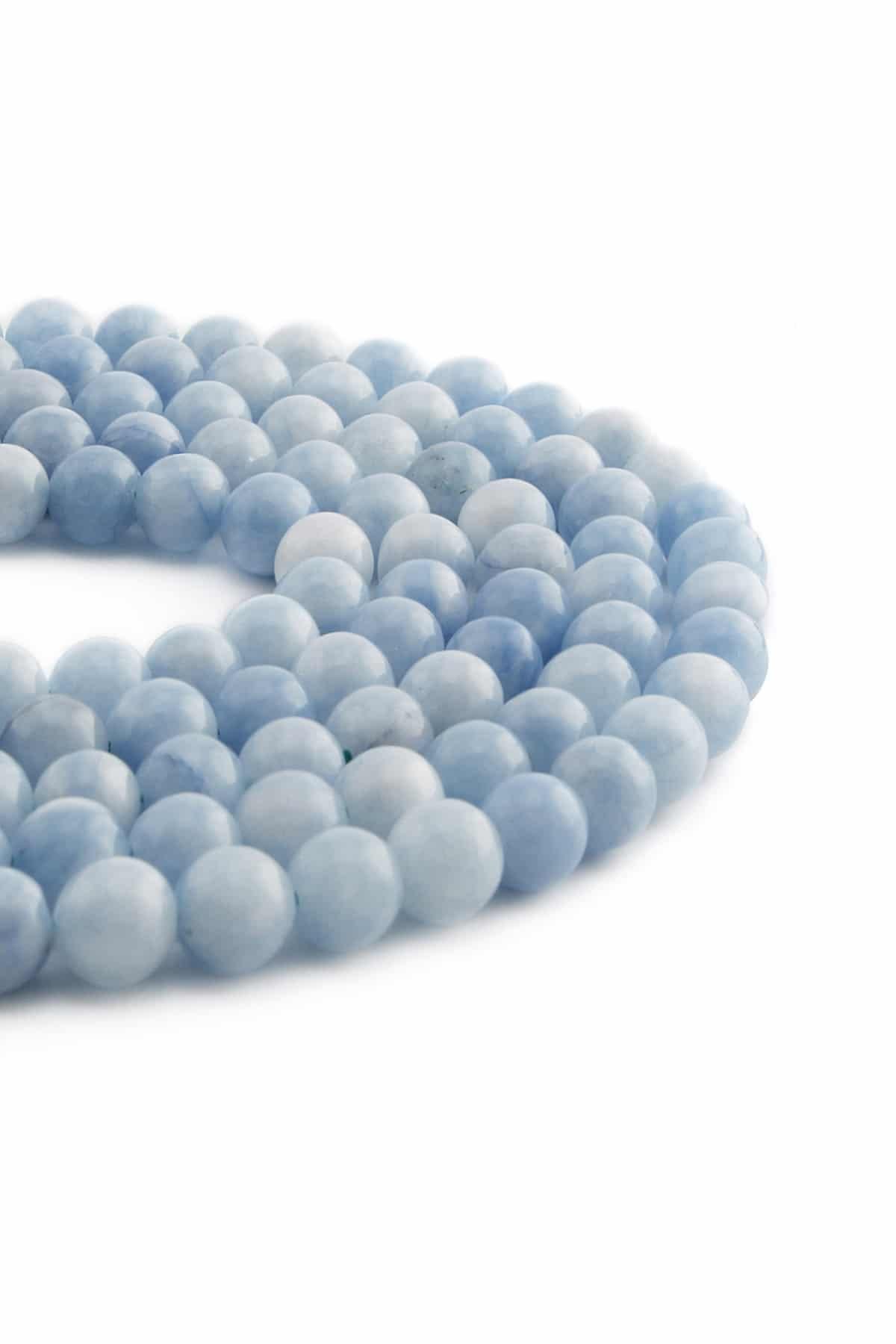 Sıkma Akuamarin Küre Kesim 8mm Dizi