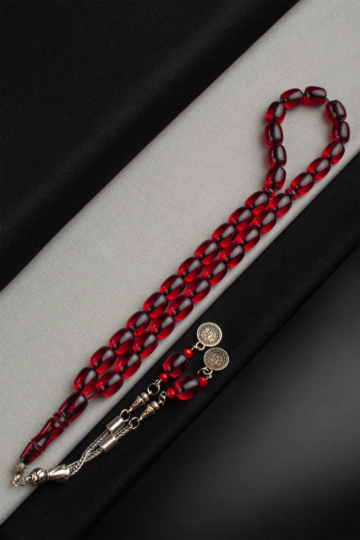 Sıkma Ateş Kehribar Kapsül Kesim 9x11mm 33 Lu Tesbih