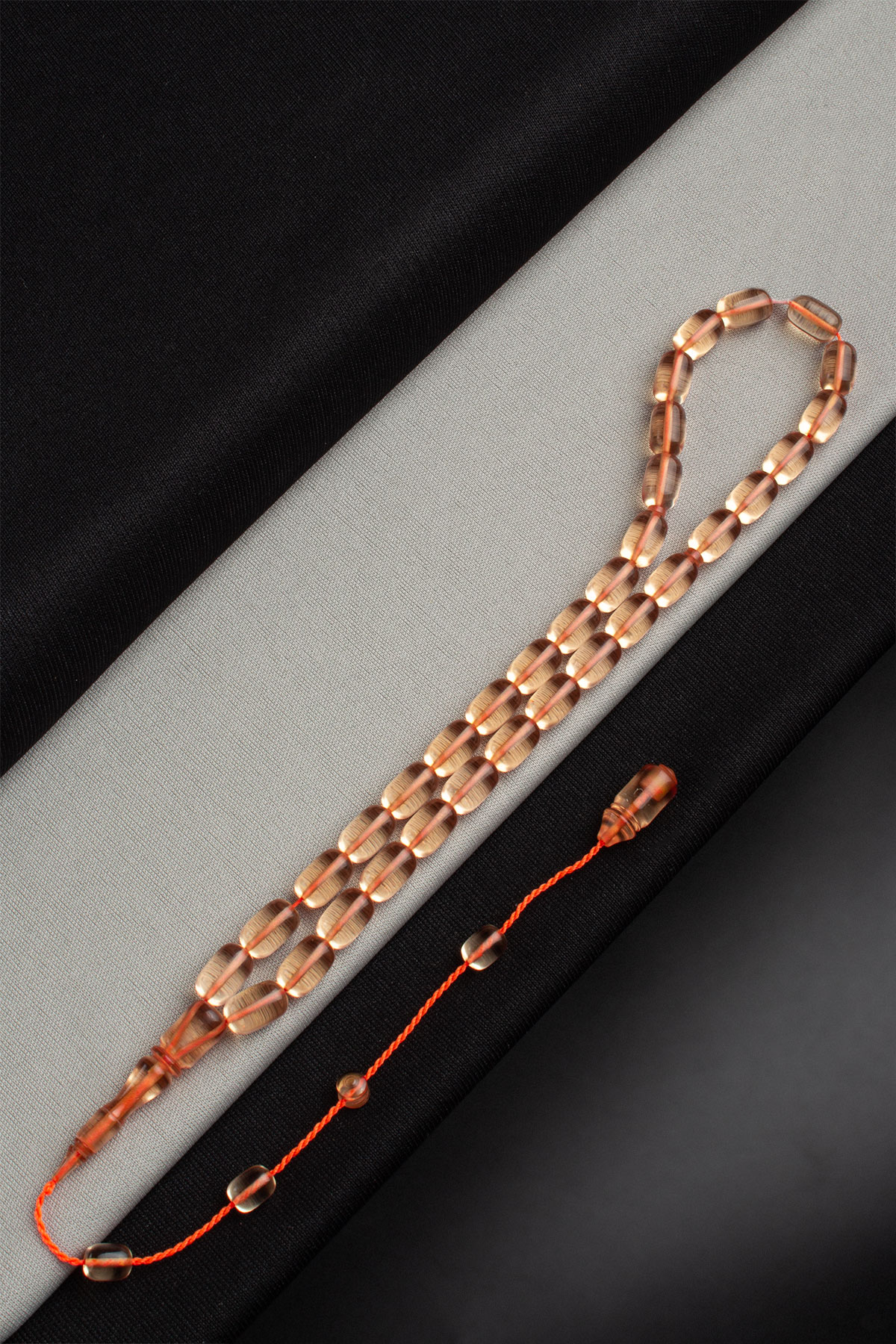 Sıkma Kehribar Açık Sarı Kapsül Kesim 6x10mm 33 Lu Tesbih