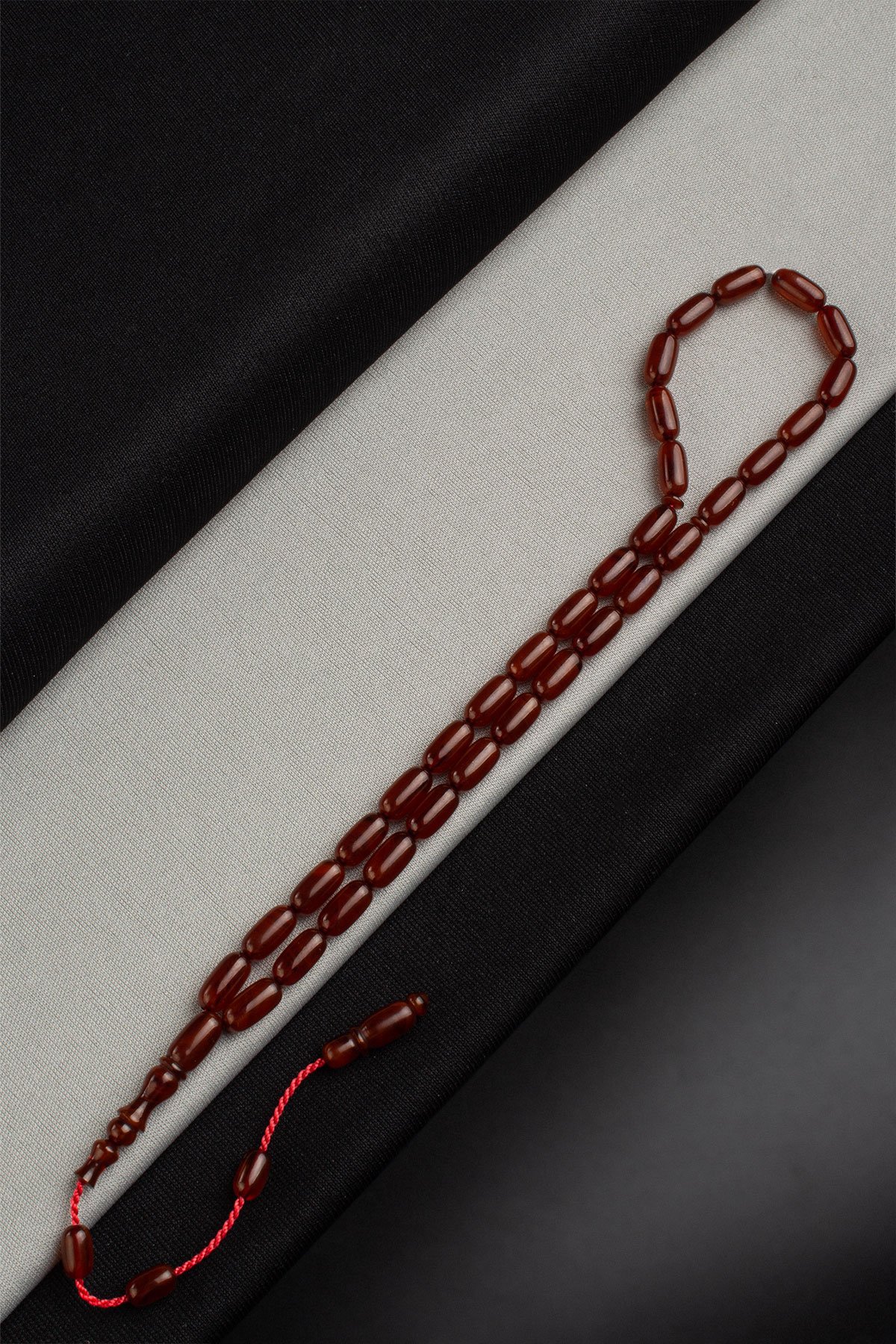 Sıkma Kehribar Kahverengi Kapsül Kesim 6x11mm 33 Lu Tesbih