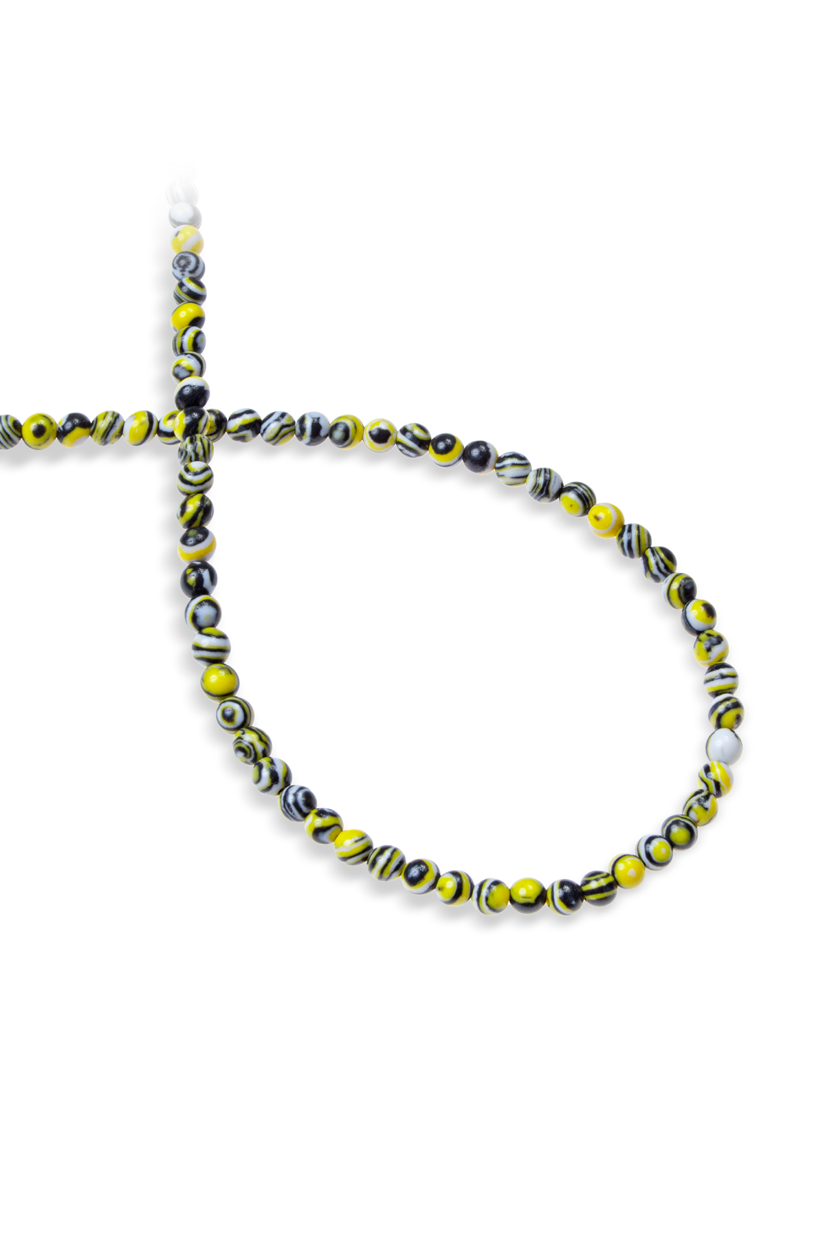 Sıkma Malakit Doğal Taş Siyah Sarı Küre Kesim 4mm Dizi [B+]