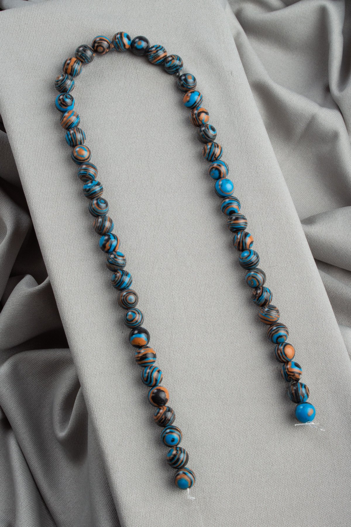 Sıkma Malakit Turuncu Mavi Küre Kesim 8mm Dizi [B+]