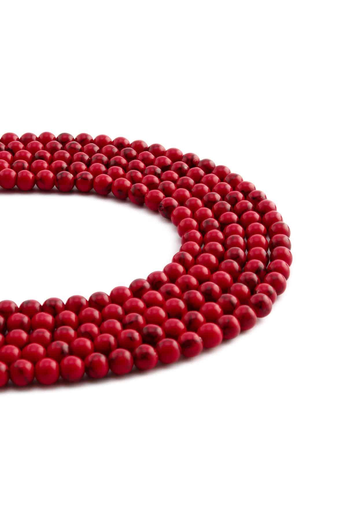Sıkma Mercan Parlak Kırmızı Küre Kesim 4mm Dizi
