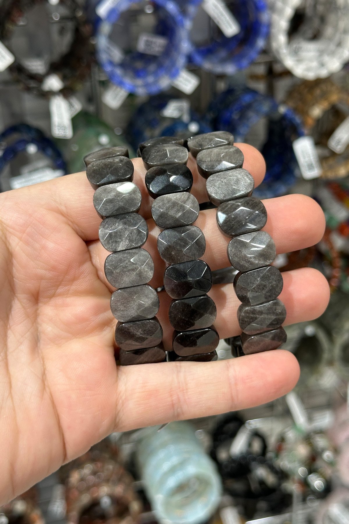 Siver Obsidyen Doğal Taş Parlak Oval Faset Kesim 11x15mm Bileklik