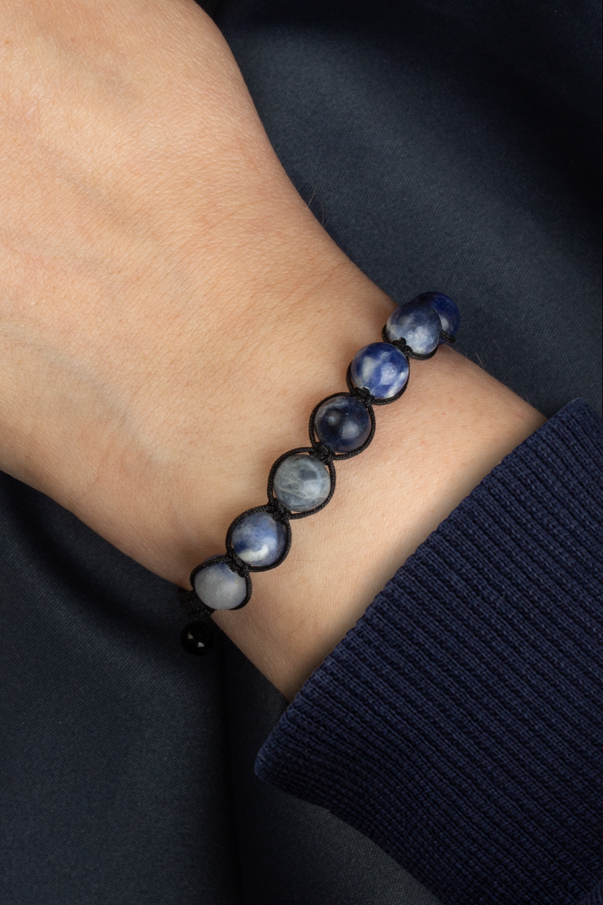 Sodalit Doğal Taş Küre Kesim 8mm Makrome Bileklik