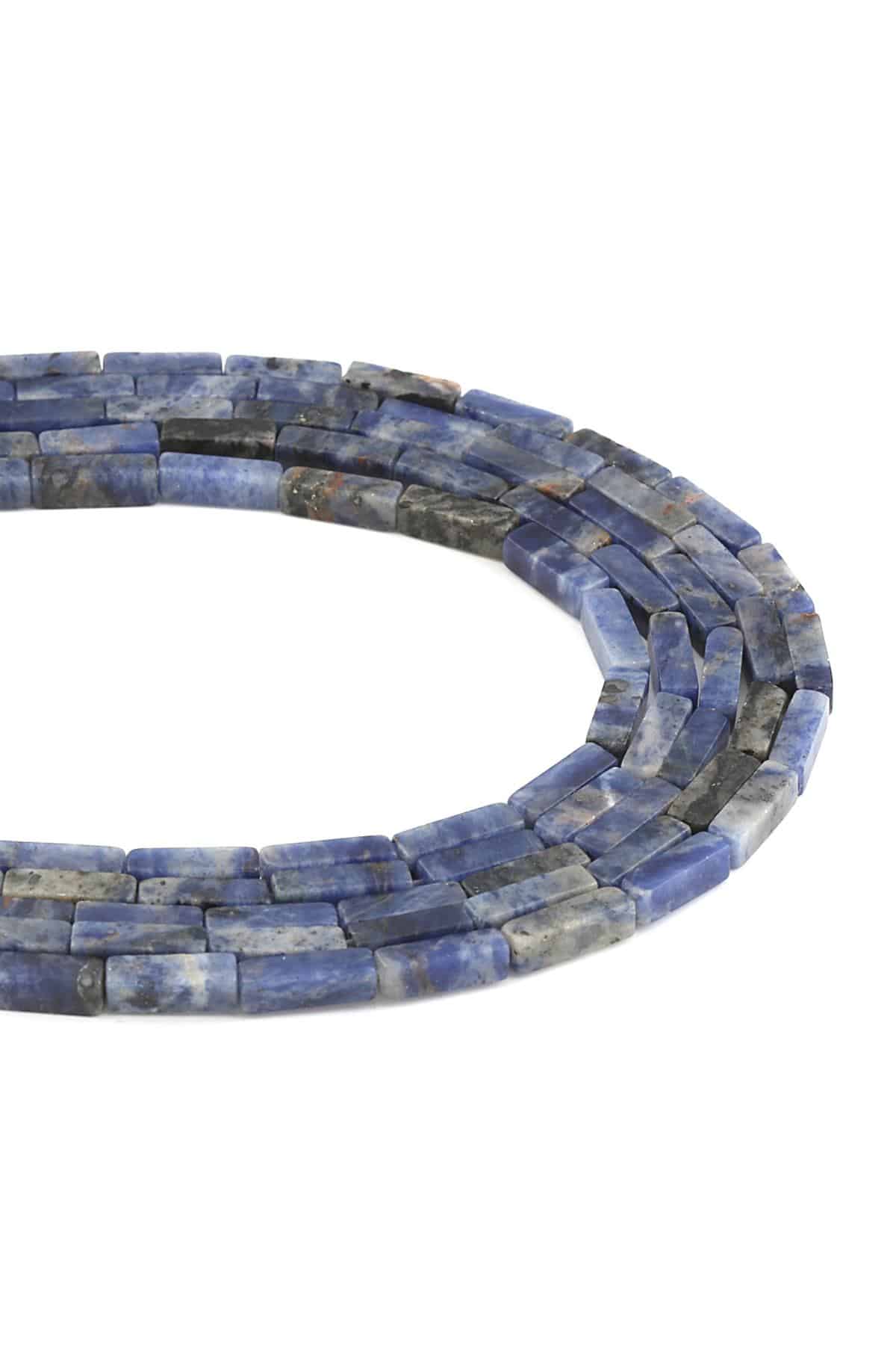 Sodalit Taşı Parlak Mavi Dikdörtgen Kesim 4x13mm Dizi [AA]