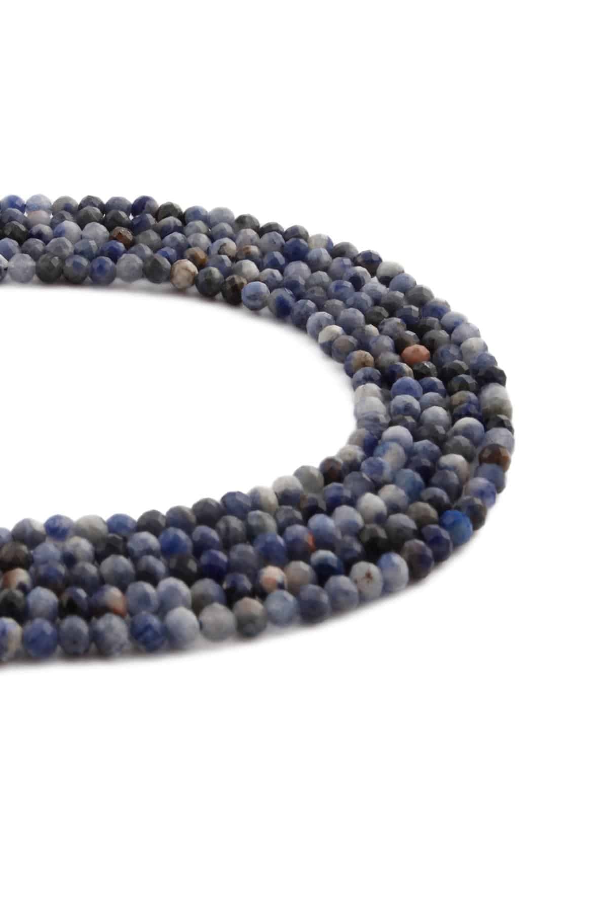 Sodalit Doğal Taş Parlak Küre Kristal Kesim 3mm Dizi