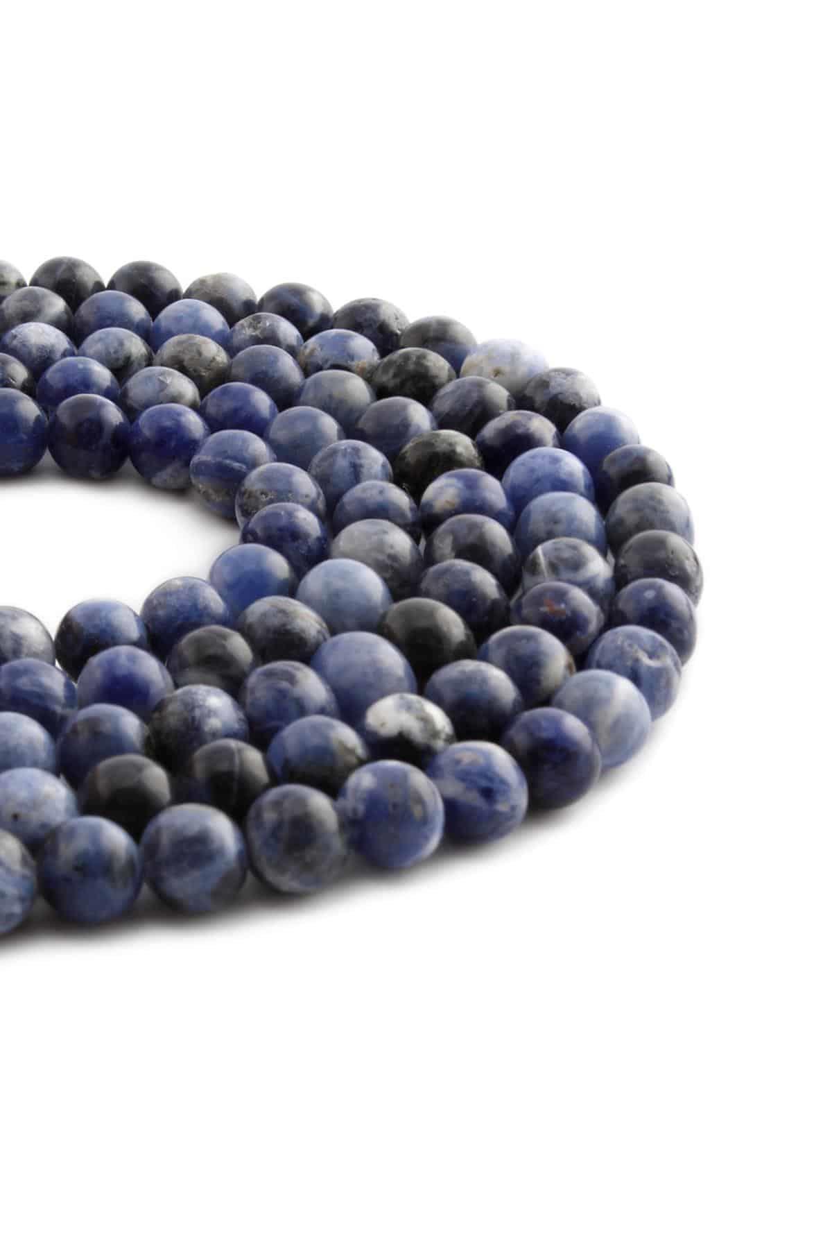 Sodalit Taşı Parlak Lacivert Küre Kesim 8mm Dizi [AA]