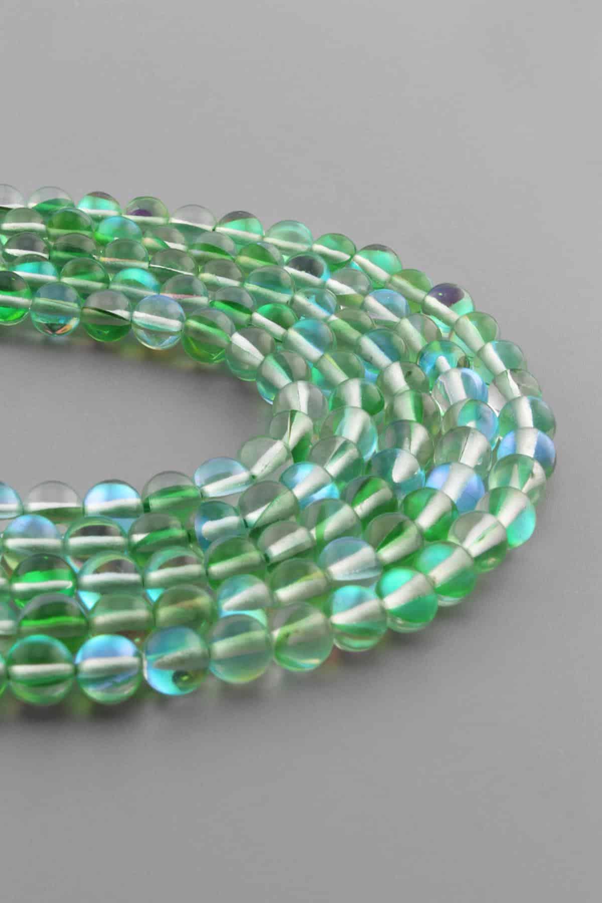 Termal Kuvars Doğal Taş Parlak Yeşil Küre Kesim 6mm Dizi