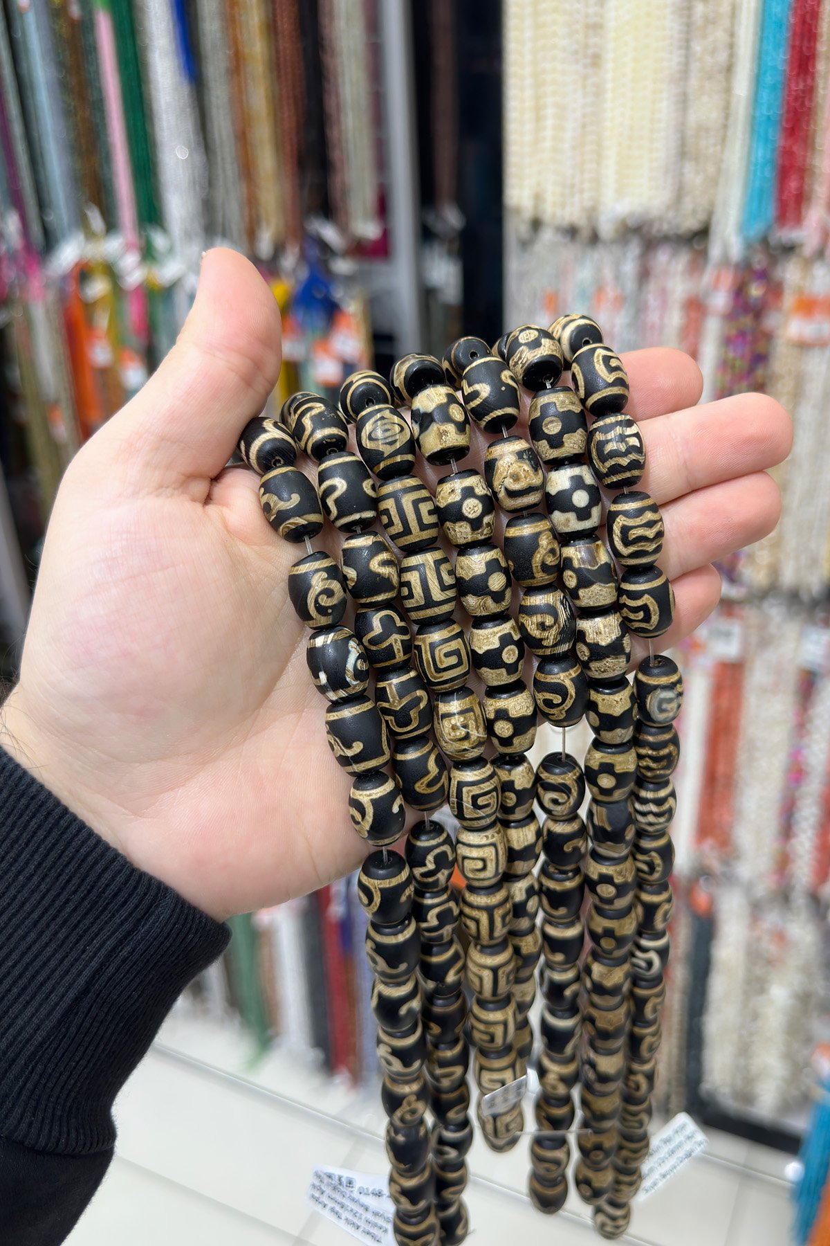 Tibet Akik Taşı Arpa Kesim 12x16mm Açık Siyah Beyaz Doğal Taş Dizi