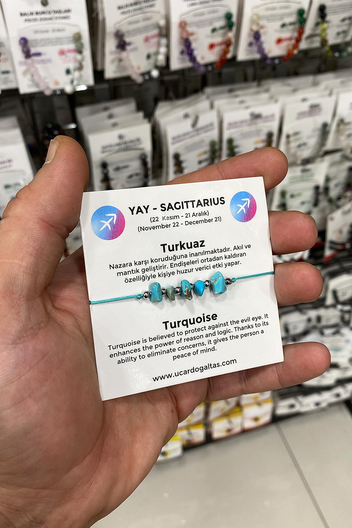 Turkuaz Doğal Kırık Taş Yay Burcu Bilekliği