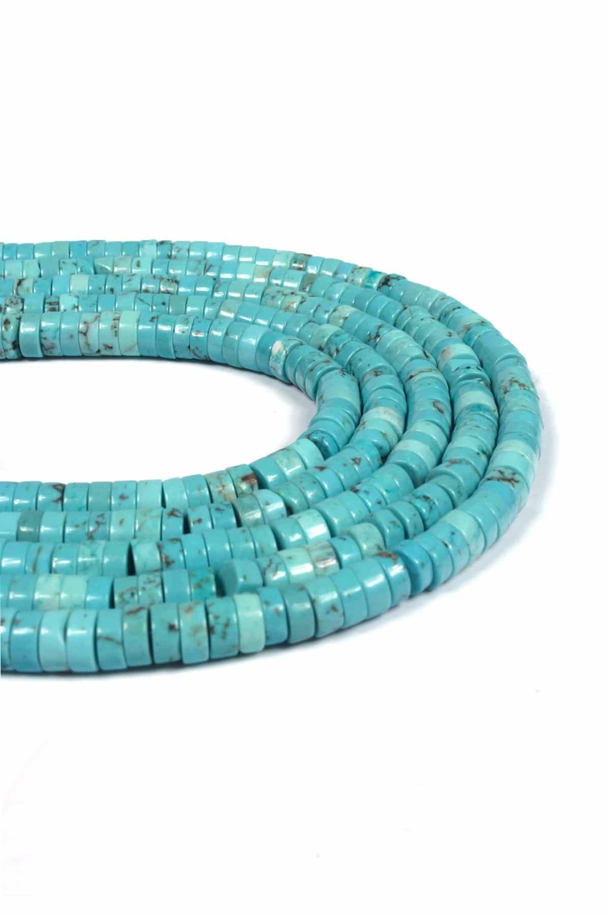 Turkuaz Taşı Parlak Mavi Dore Kesim 6x3mm Dizi [AA]