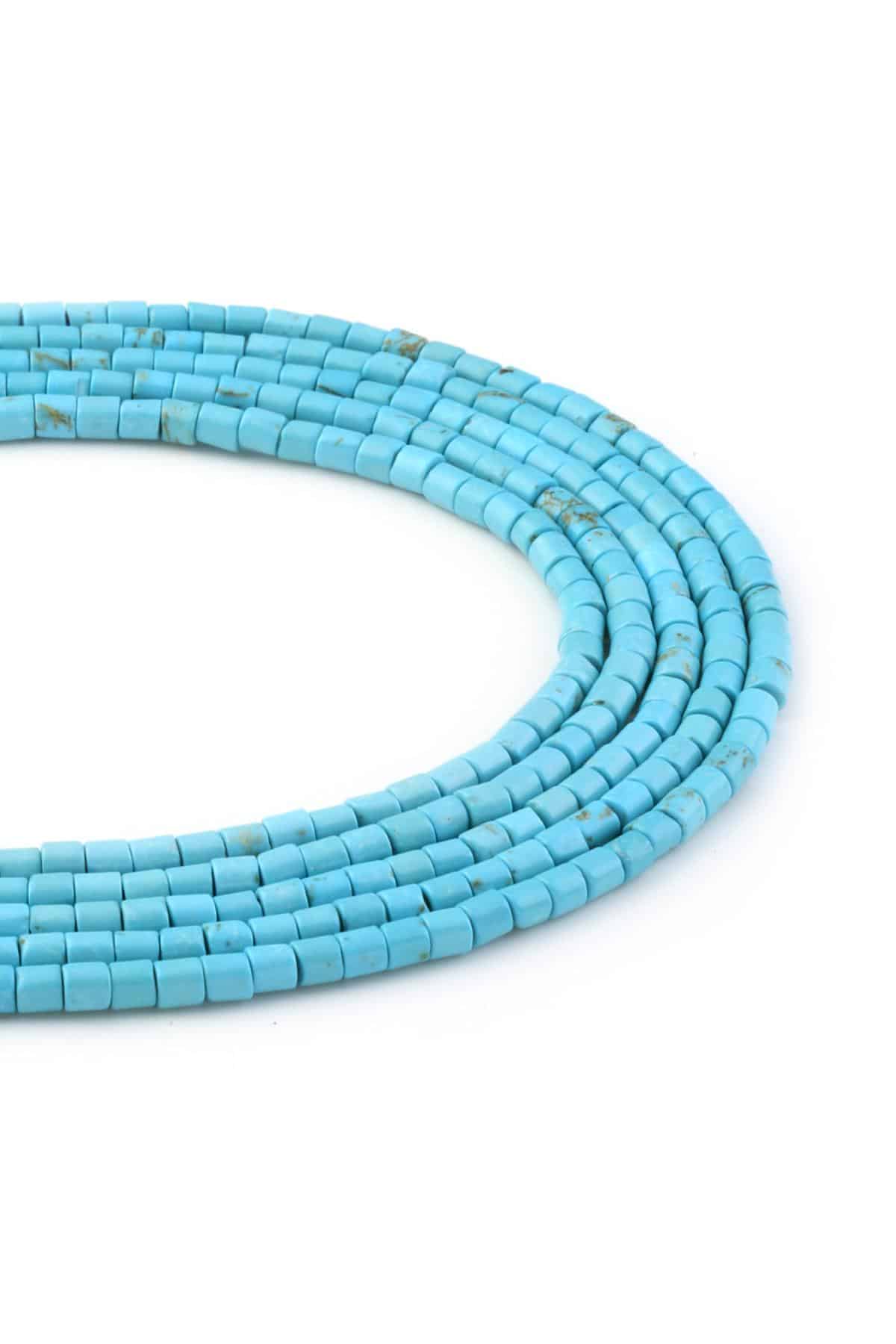 Turkuaz Doğal Taş Silindir Kesim 4x4mm Dizi
