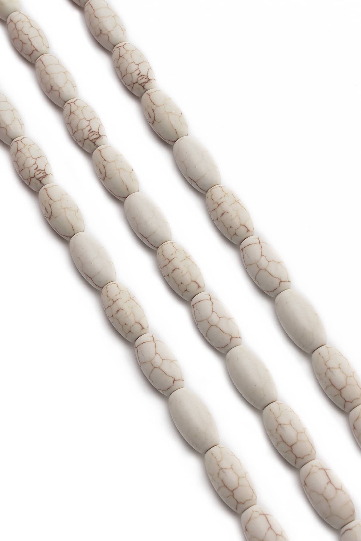 Sıkma Turkuaz Taşı Arpa Kesim 8mm Beyaz Dizi