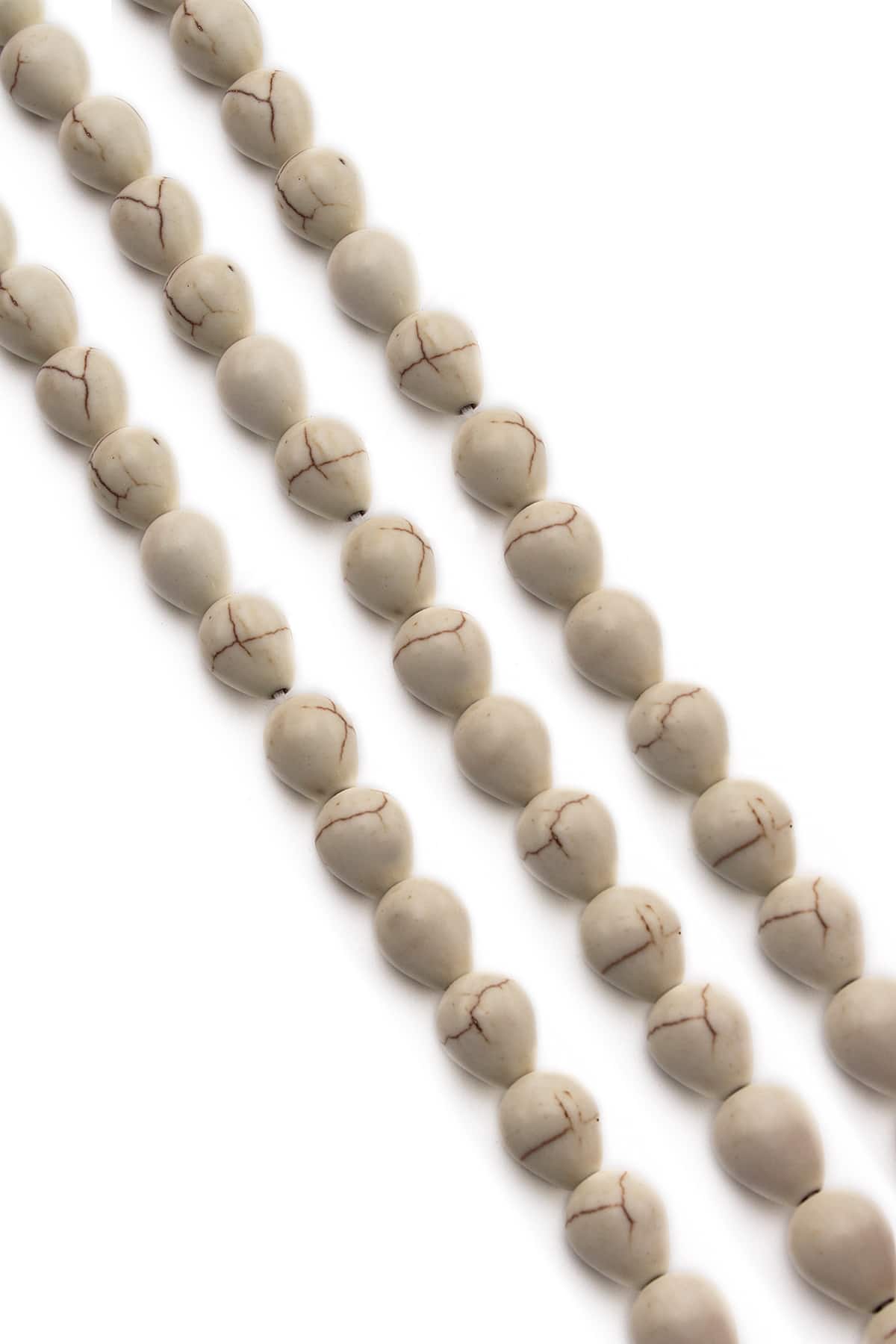 Turkuaz Sıkma Doğal Taş Parlak Beyaz Damla Kesim 8x10mm Dizi [B+]