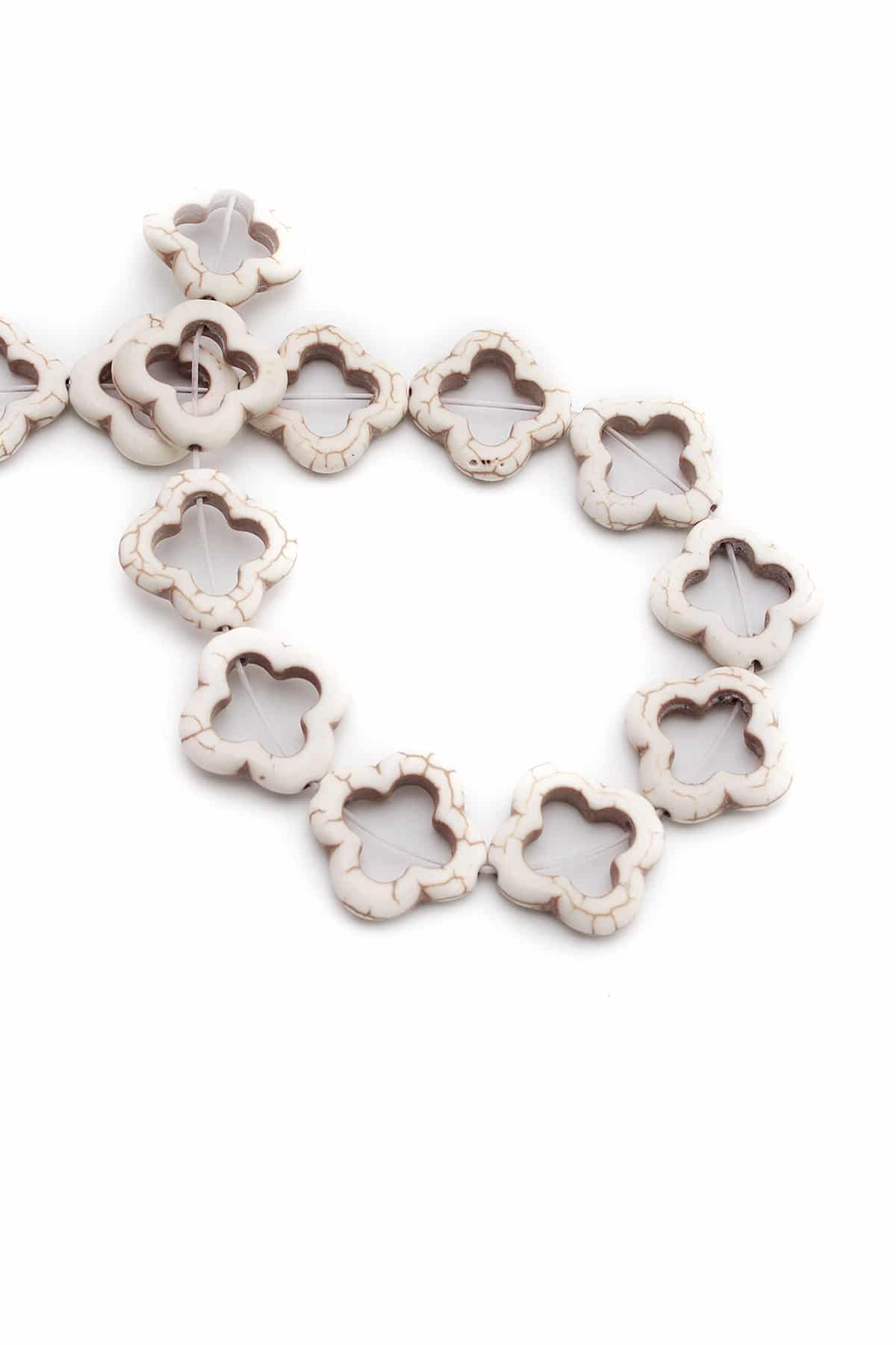 Turkuaz Sıkma Beyaz Yonca Kesim 19x4mm Dizi