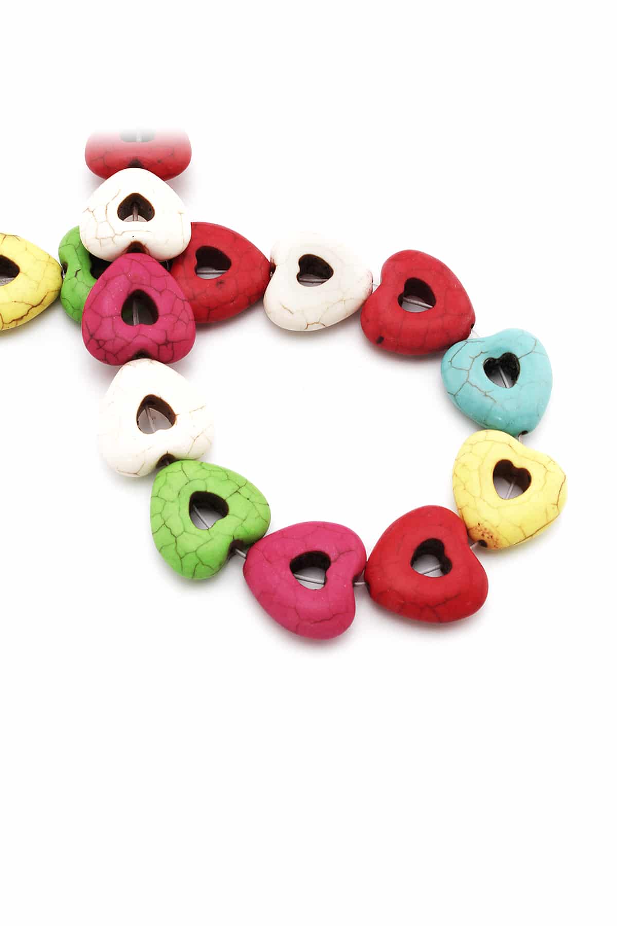 Turkuaz Sıkma Kalp Kesim Karışık 20mm Dizi