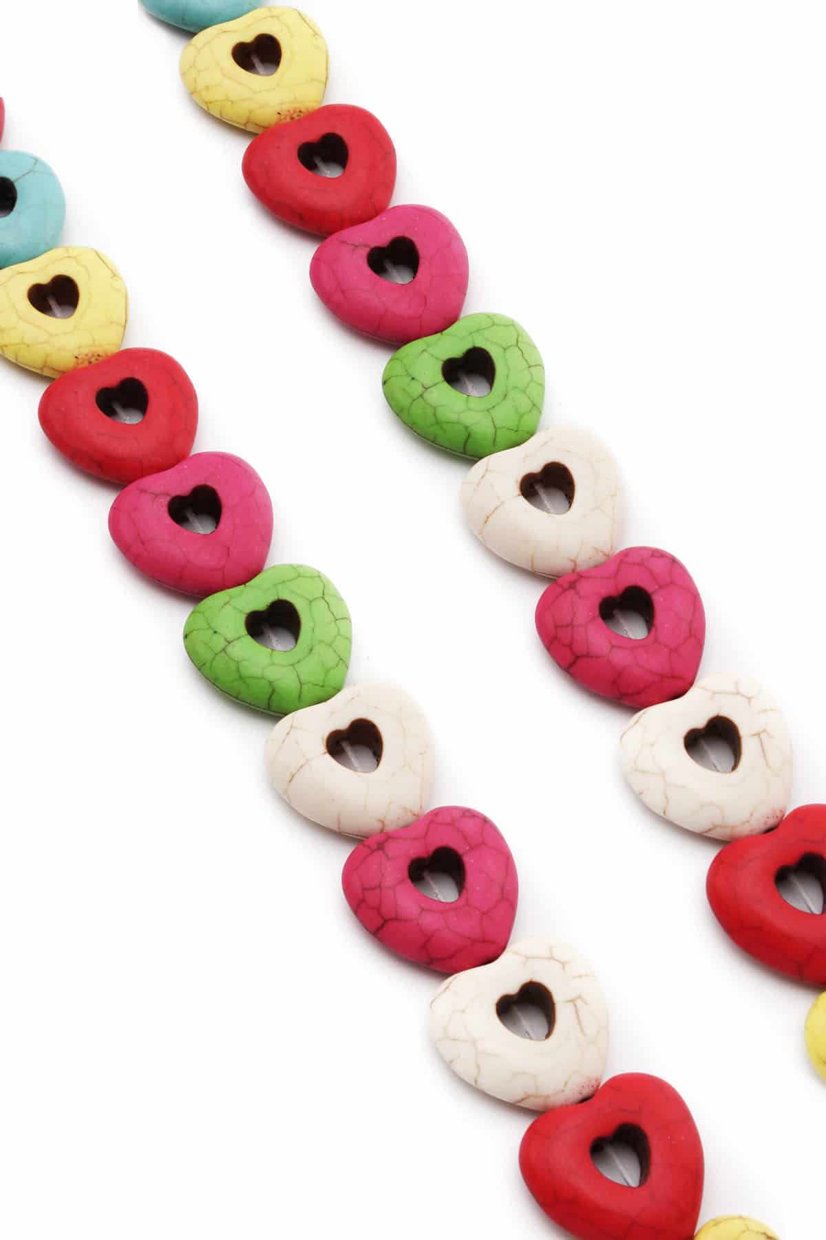 Turkuaz Sıkma Kalp Kesim Karışık 20mm Dizi