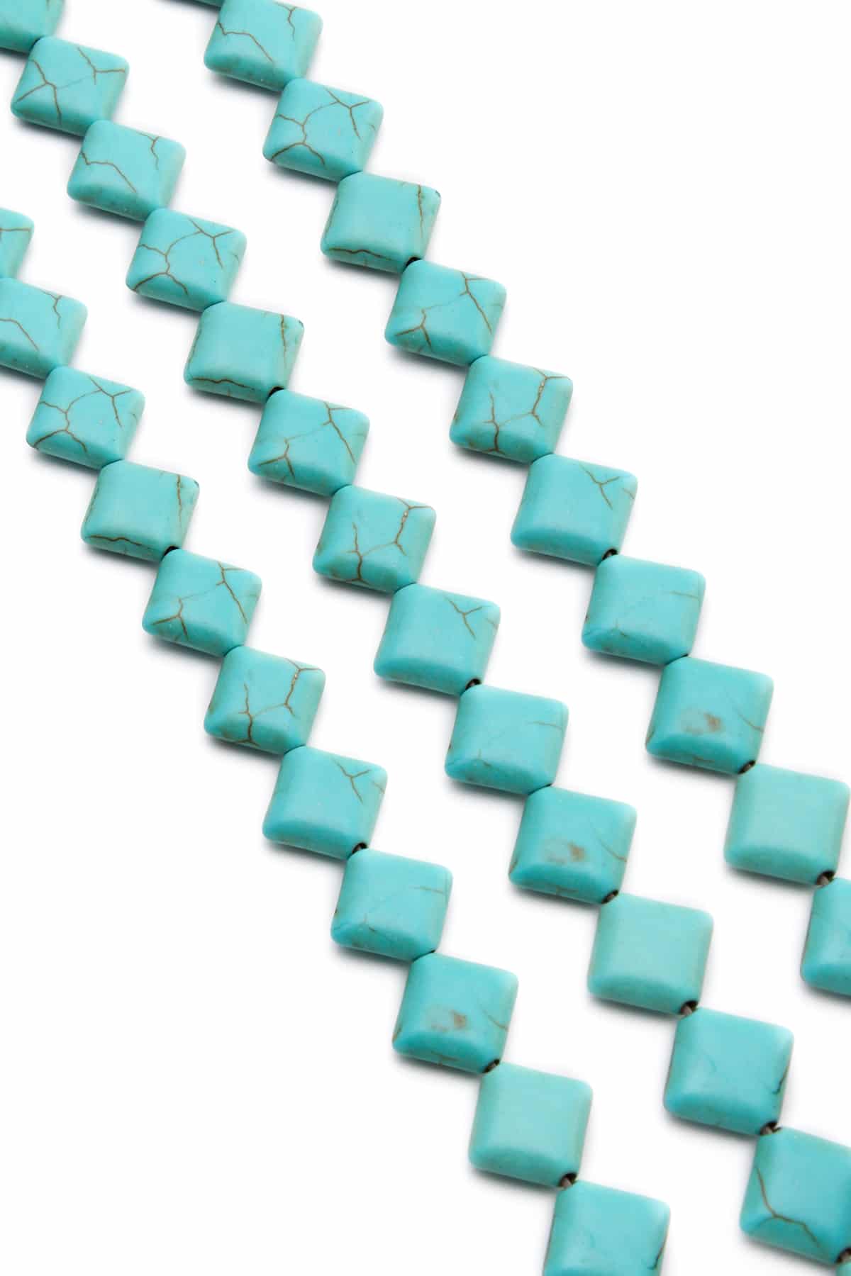 Sıkma Turkuaz Taşı Kare Kesim 10mm Mavi Dizi