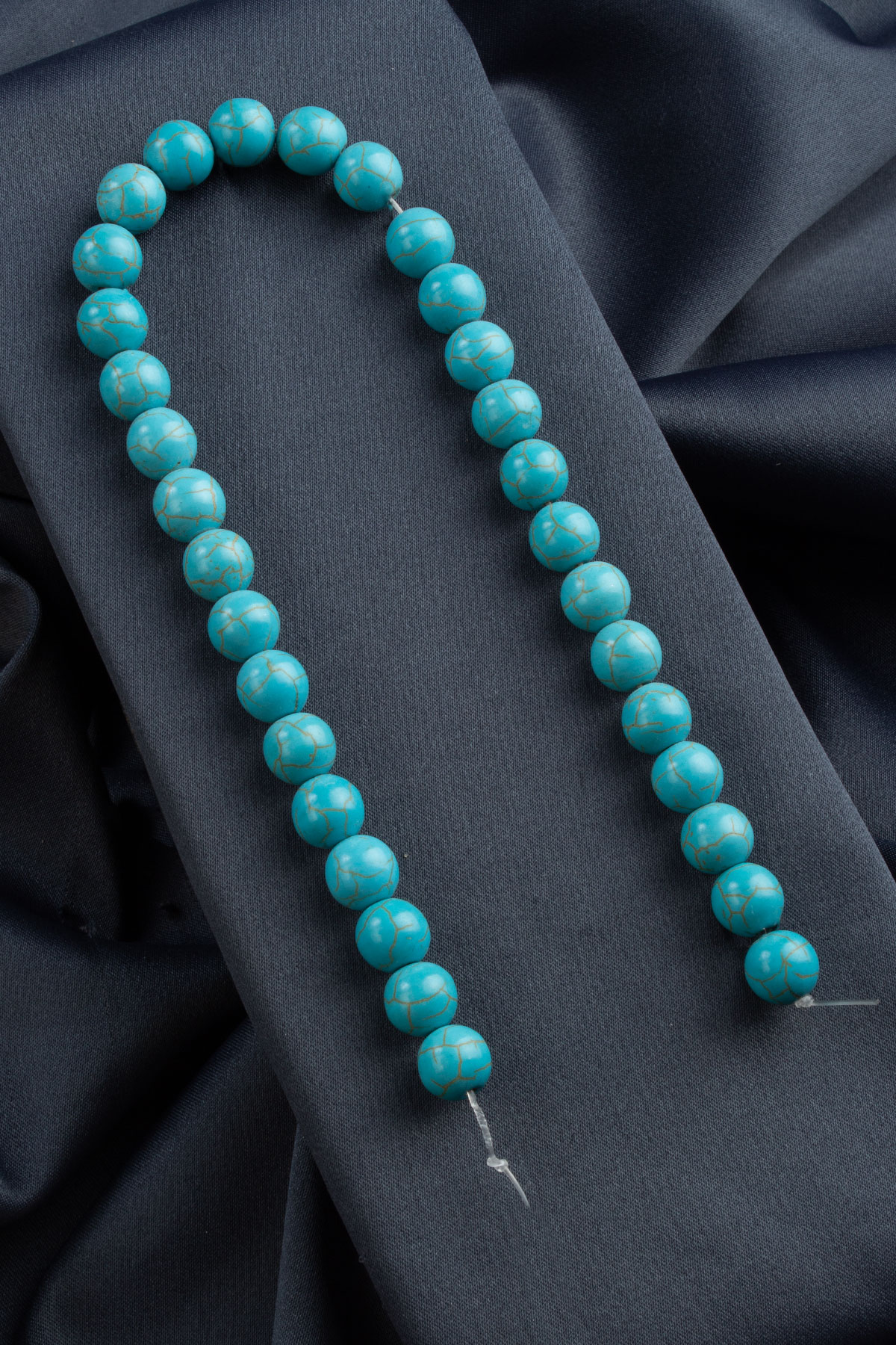 Turkuaz Sıkma Doğal Taş Küre Kesim 12mm Dizi