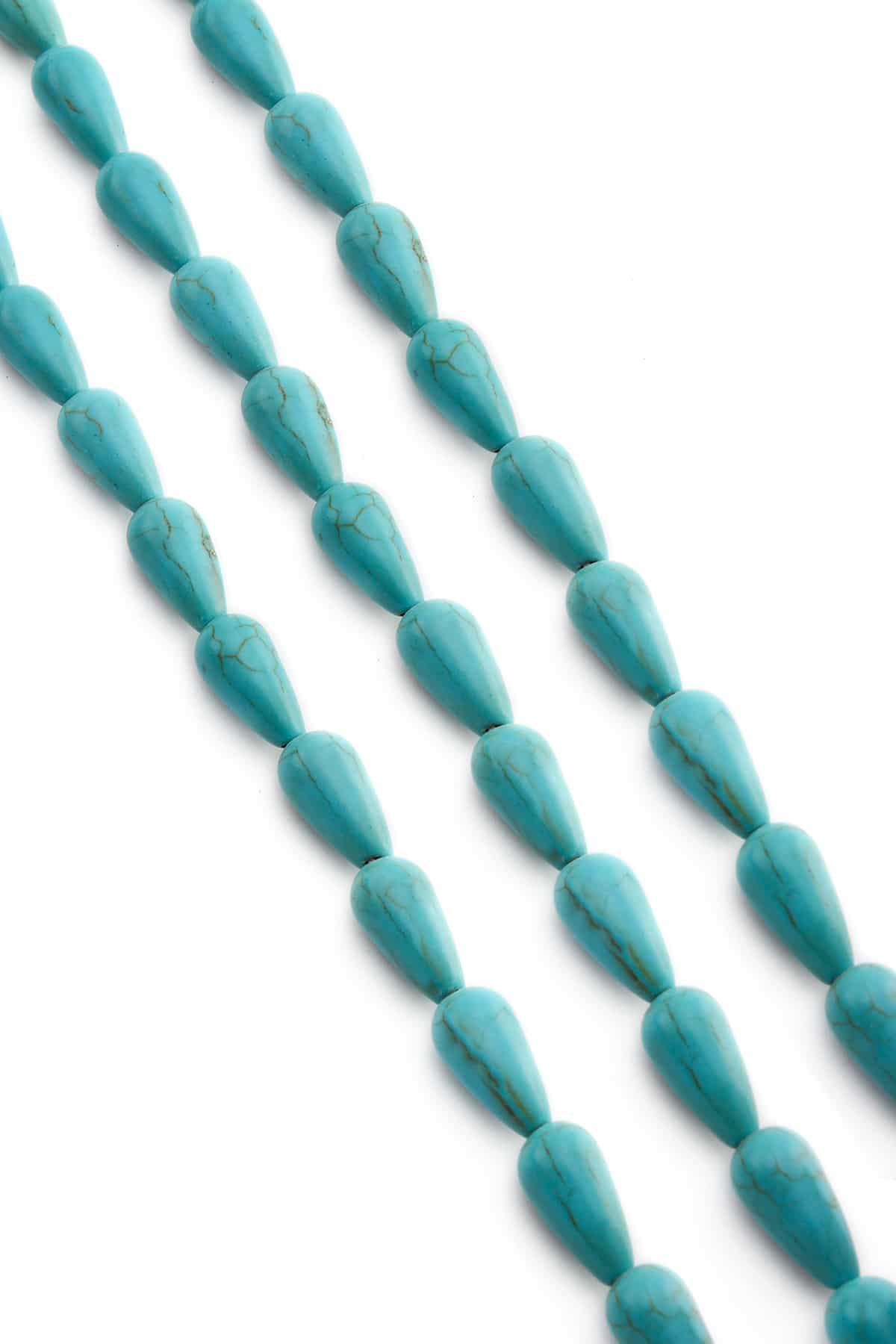 Sıkma Turkuaz Taşı Damla Kesim 7x13mm Mavi Dizi