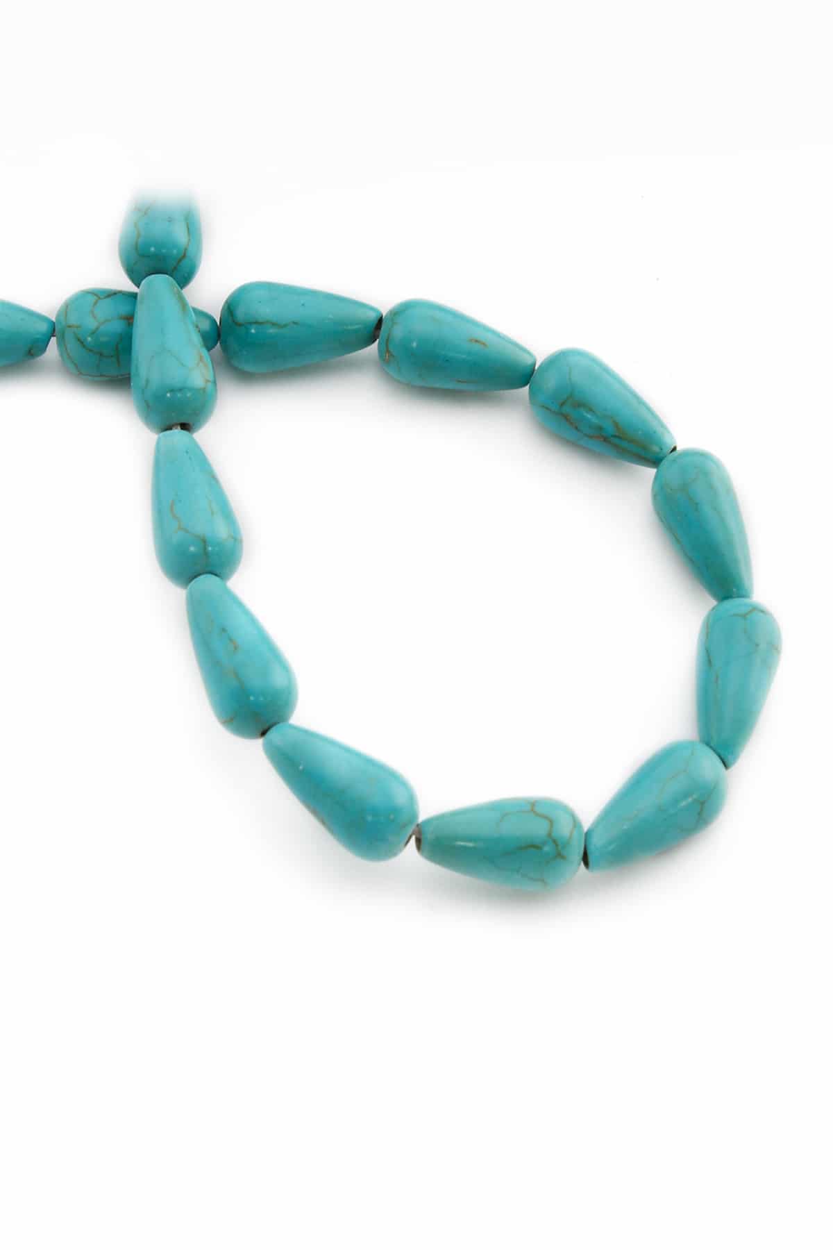 Sıkma Turkuaz Taşı Damla Kesim 7x13mm Mavi Dizi