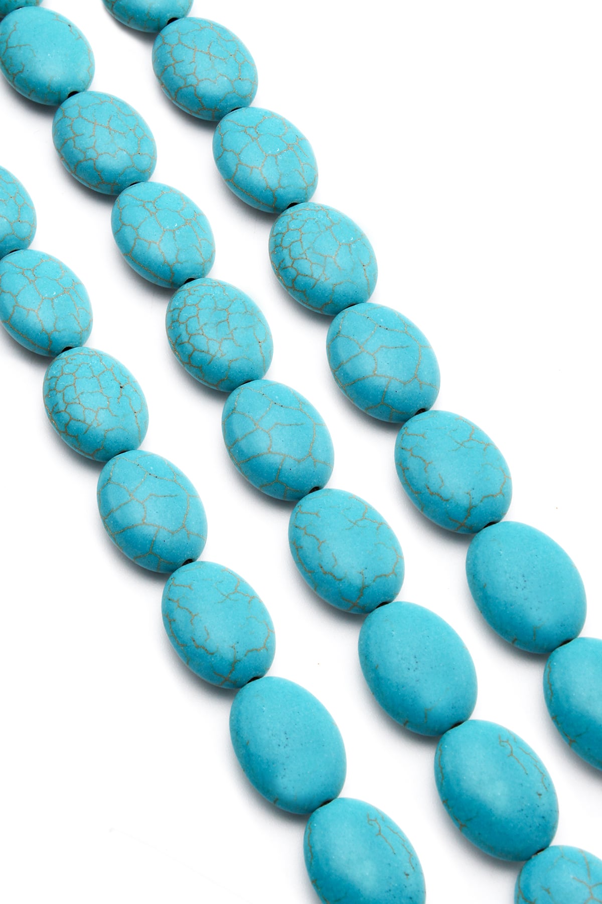 Sıkma Turkuaz Taşı Badem Kesim 15x20mm Mavi Dizi