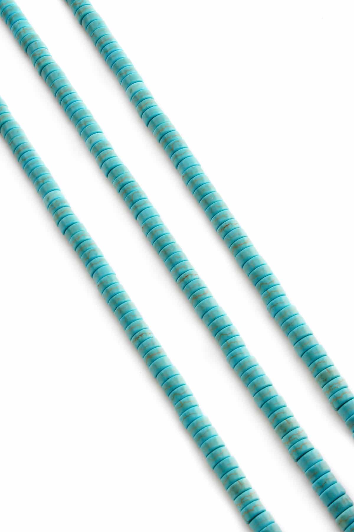 Sıkma Turkuaz Taşı Rondela Kesim 3x6mm Mavi Dizi