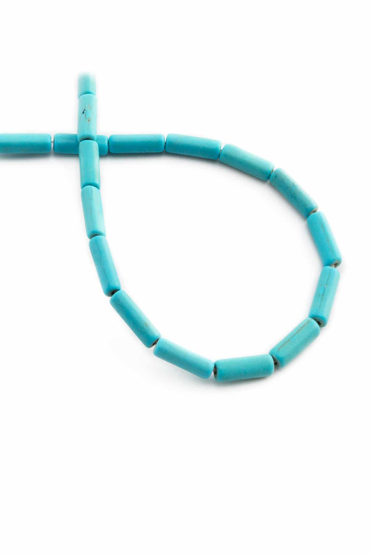 Turkuaz Sıkma Doğal Taş Parlak Mavi Silindir Kesim 4x13mm Dizi [B+]