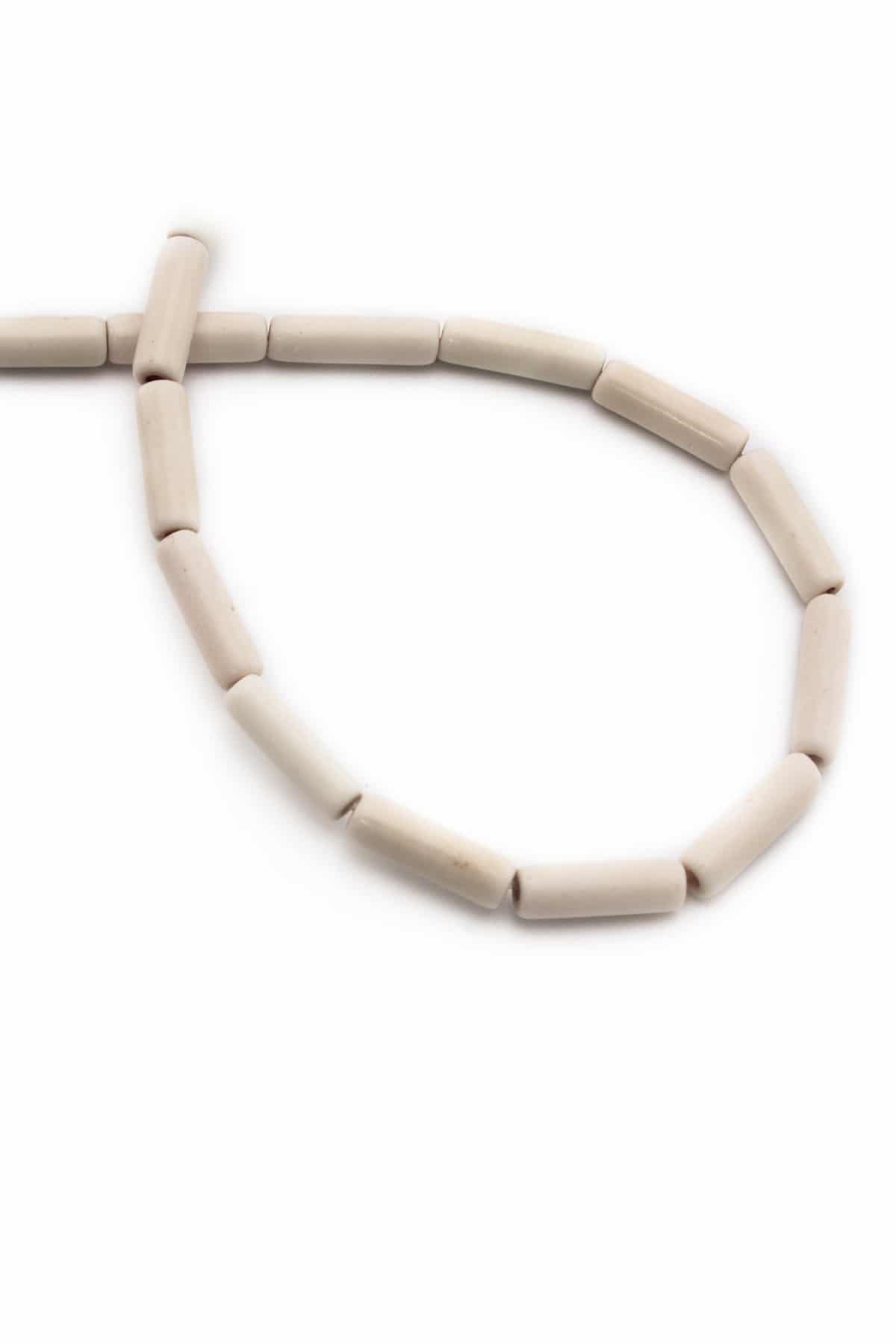 Sıkma Turkuaz Taşı Silindir Kesim 4mm Beyaz Dizi