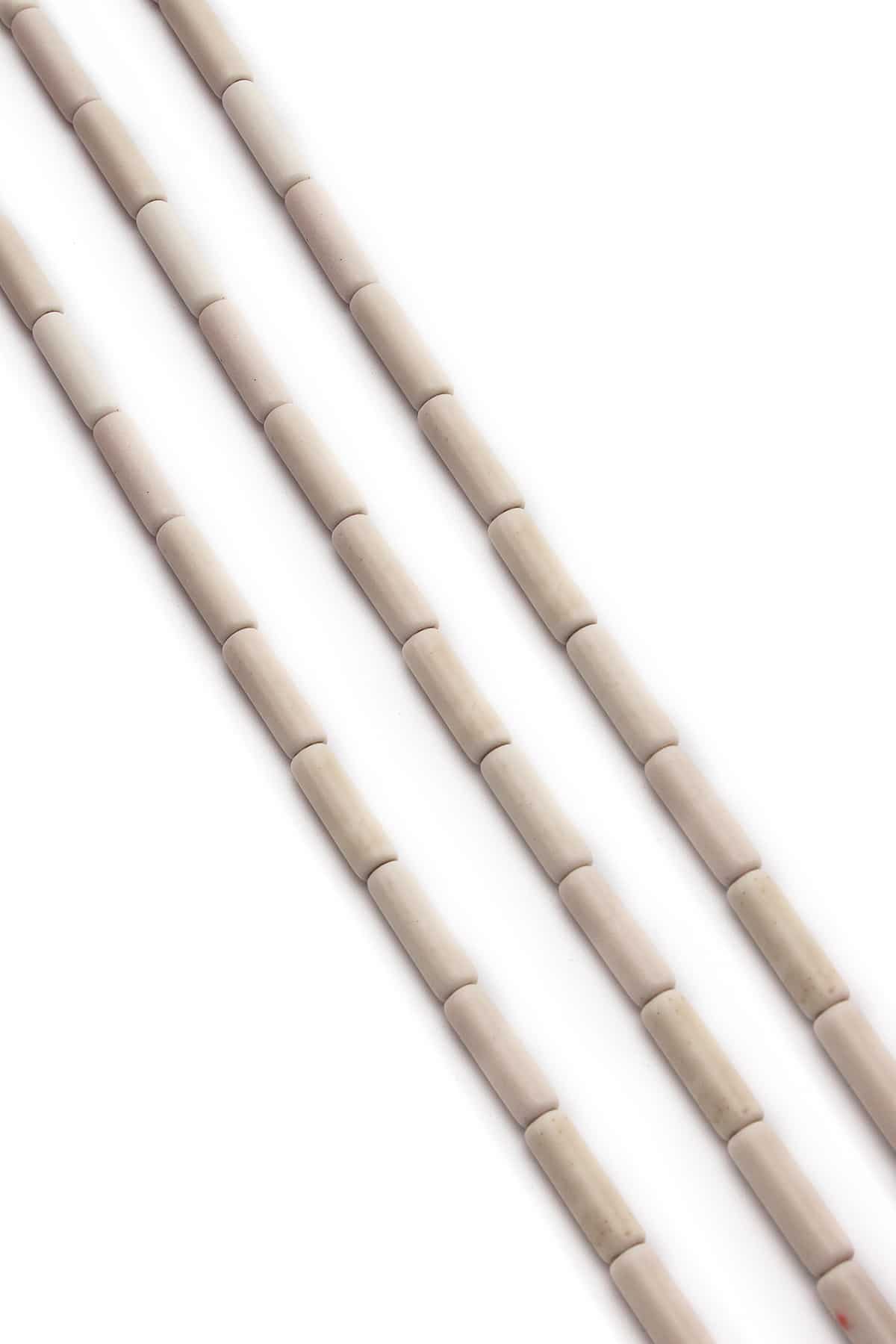 Sıkma Turkuaz Taşı Silindir Kesim 4mm Beyaz Dizi