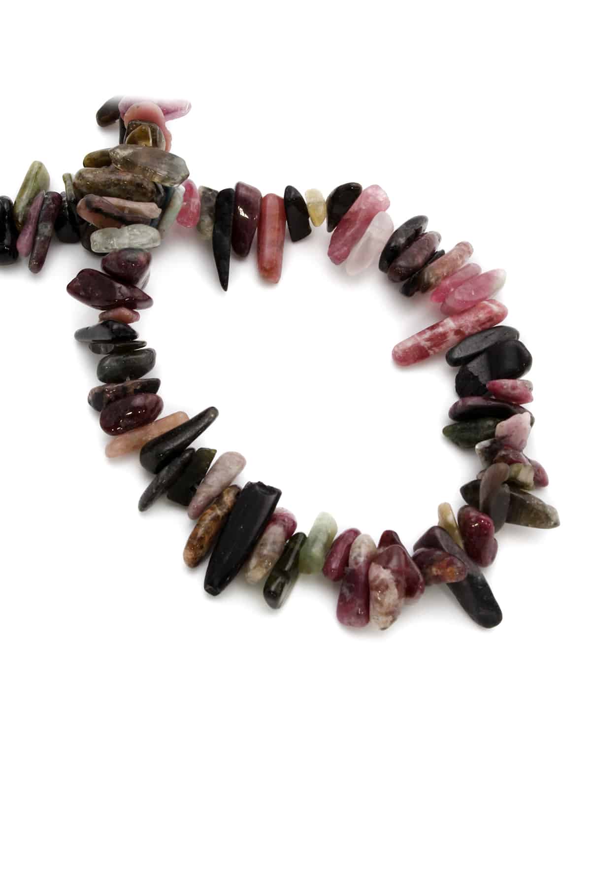 Turmalin Doğal Taş Karışık Diş Kesim 15x4mm Dizi