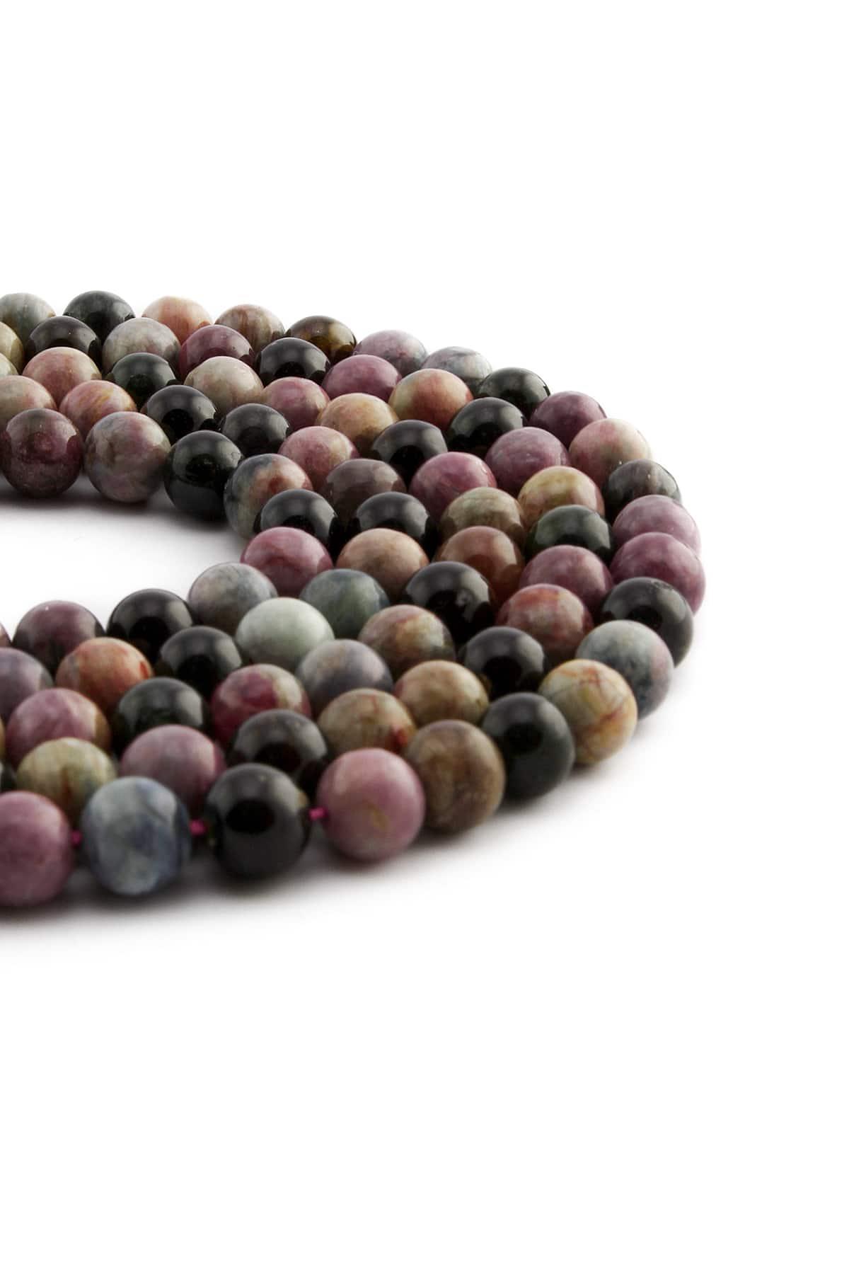 Turmalin Doğal Taş Küre Kesim 8mm Dizi